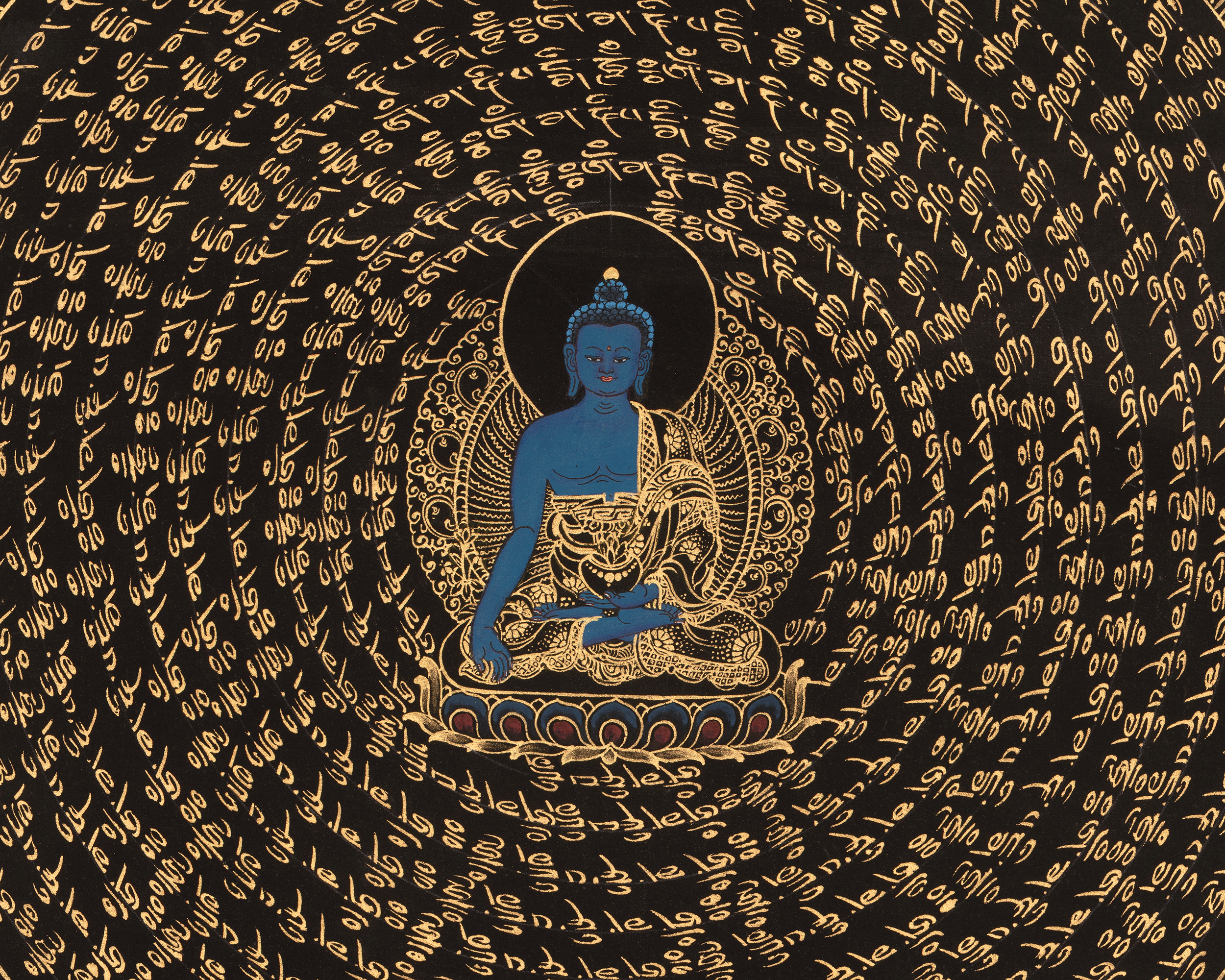 Medicine Buddha Mandala Art | Sacred Tibetan Thangka of Healing and Wisdom