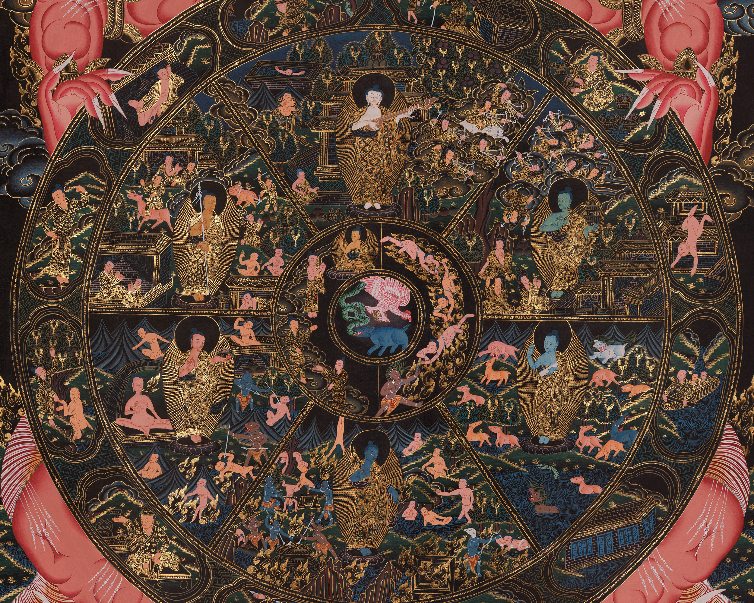 Authentic Wheel of Life Art | Sacred Tibetan Bhavachakra Thangka | Home Decor
