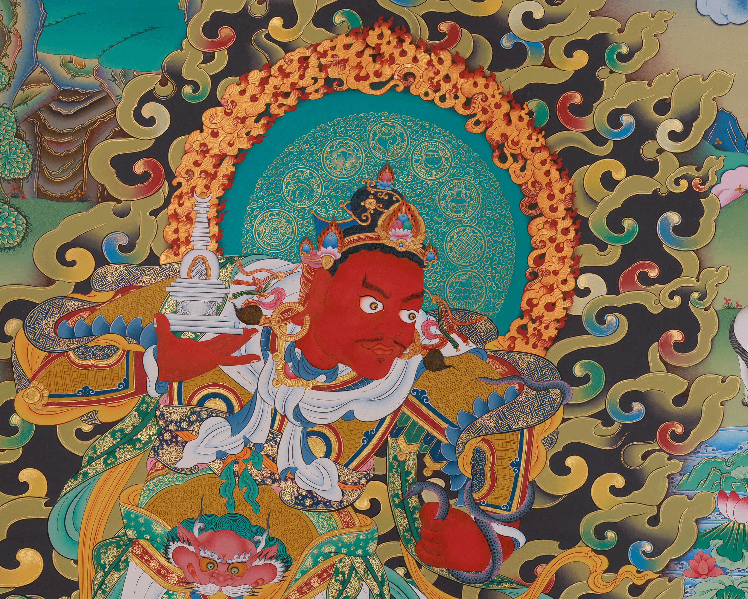 Traditional Thangka of Virupaksa | Protector of the Western Direction