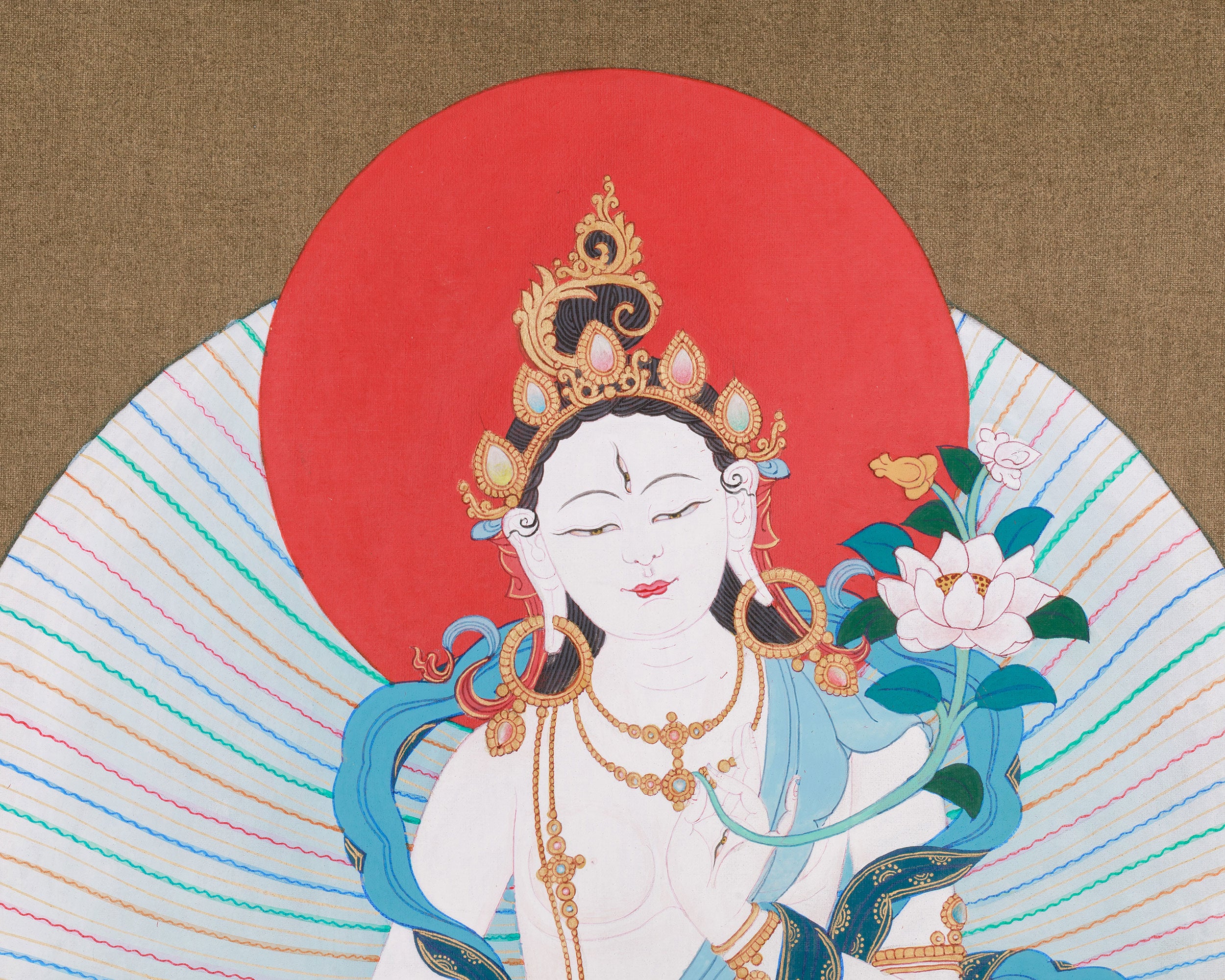 Long Life Deity White Tara Thangka | Tibetan Goddess of Healing