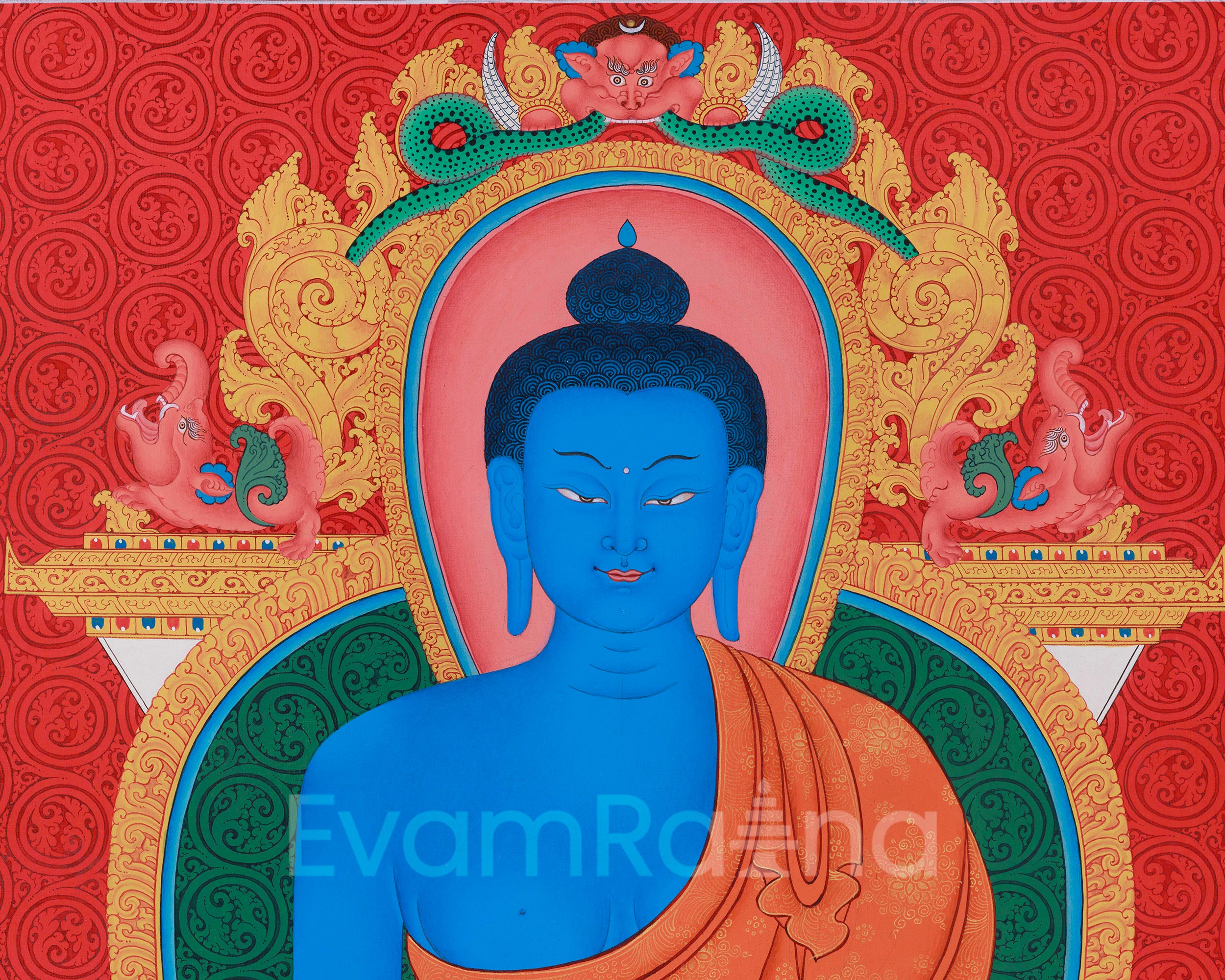 Tibetan Healing Medicine Buddha Thangka | Sacred Kadampa Style Art