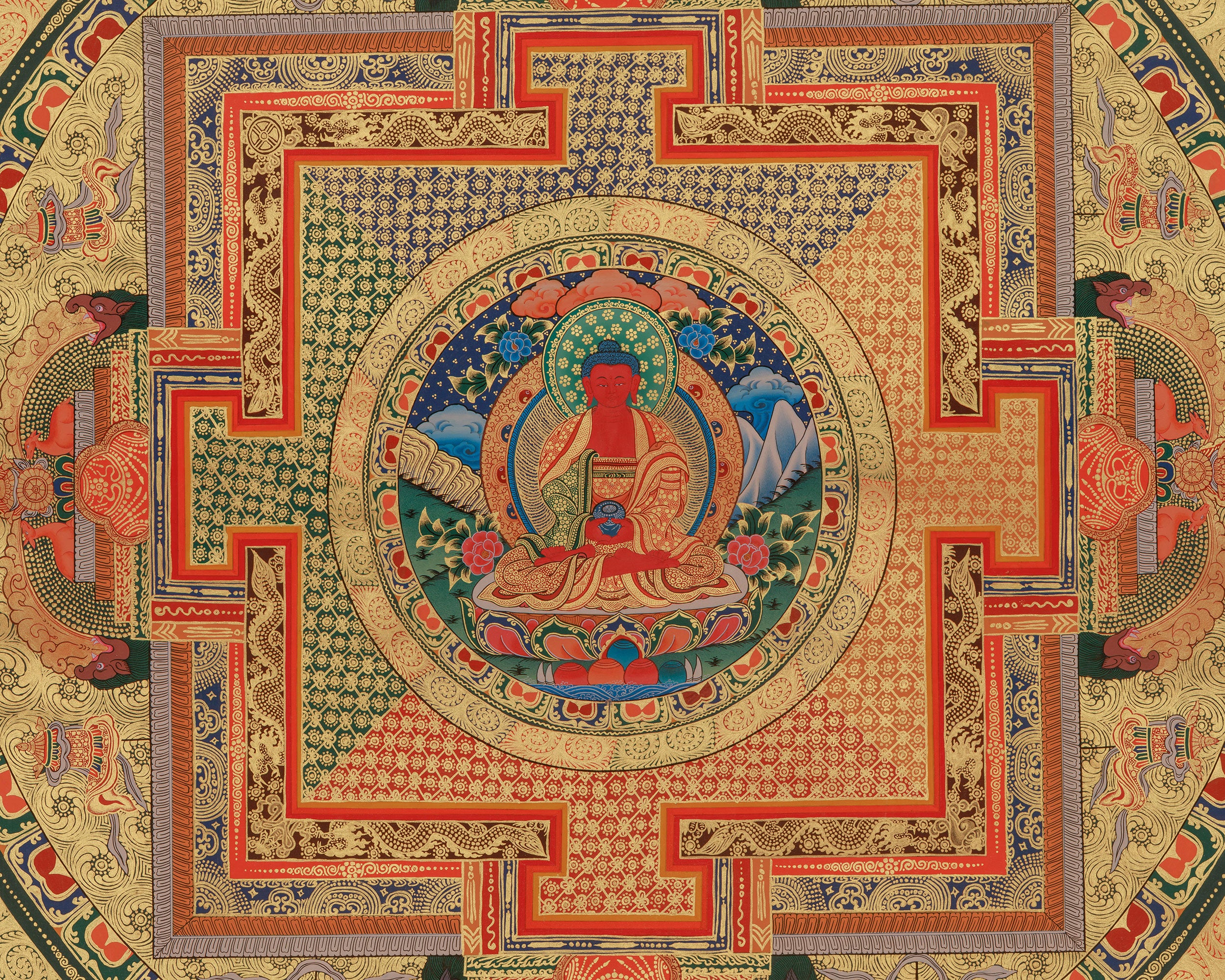 Amitabha Mandala Art | Sacred Buddha of Infinite Light | Pure Land Deity