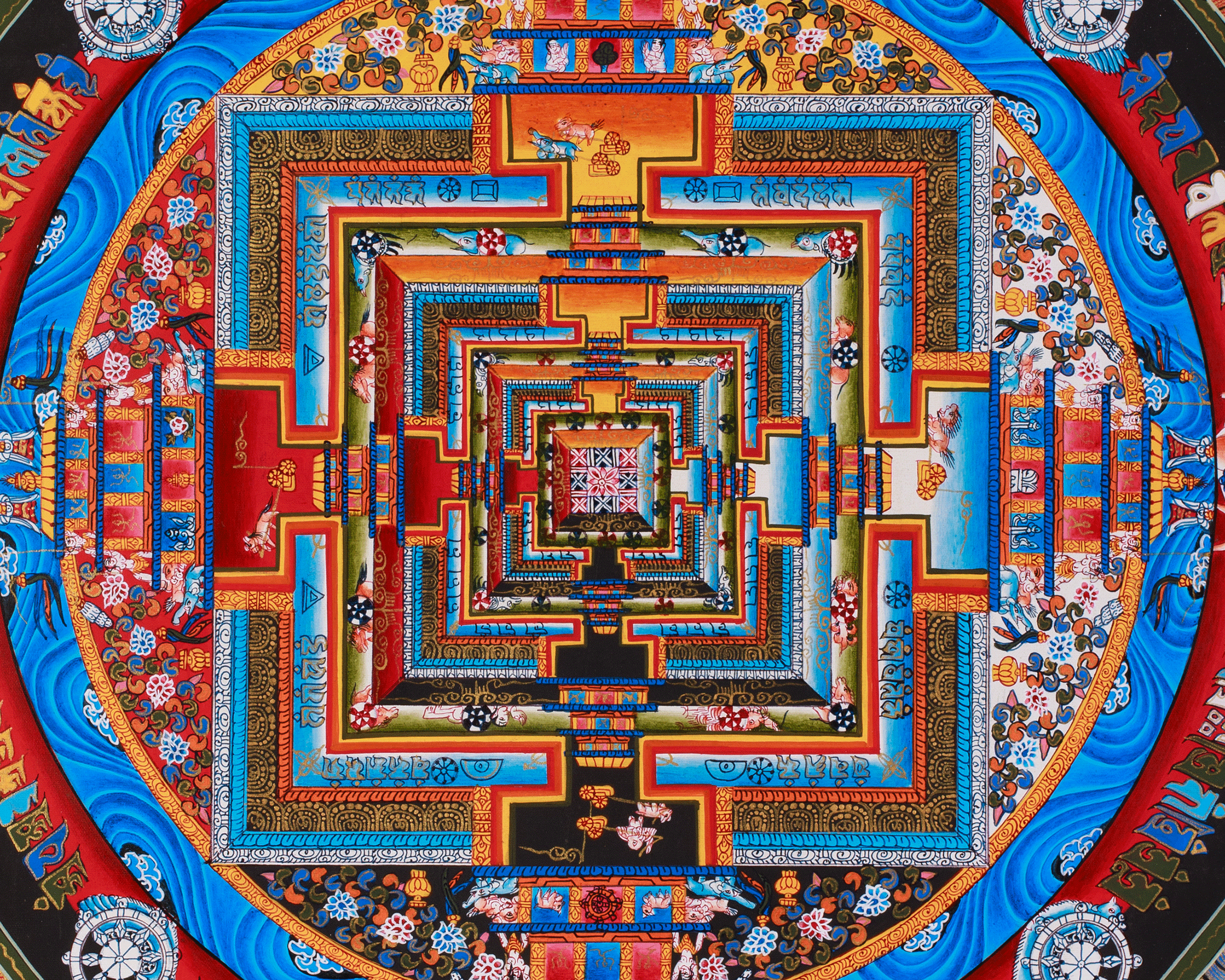 Divine Kalachakra Mandala Art | Sacred Tibetan Buddhist Painting of Cosmic Wisdom