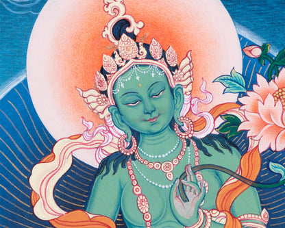 High-Quality Giclee Art Print For Green Tara Chant | Traditional Mother Tara Nepali Art