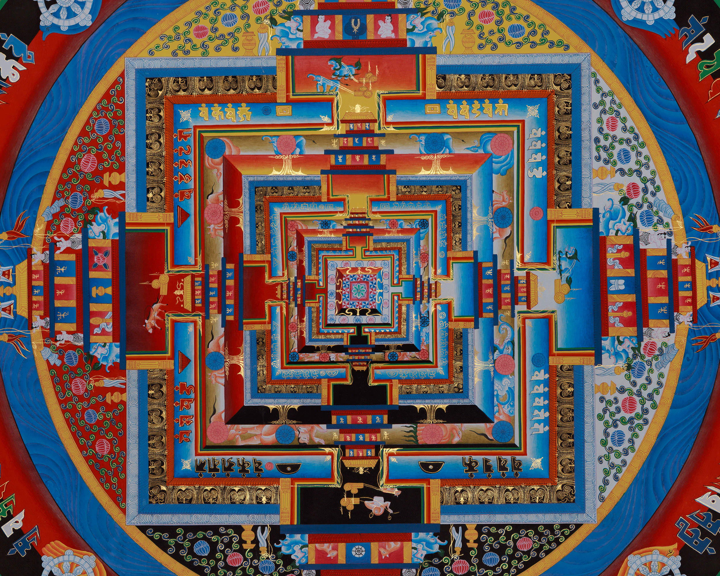 Spiritual Kalachakra Mandala Art | Sacred Geometry Painting | Hand Painted Himalayan Meditation Altar