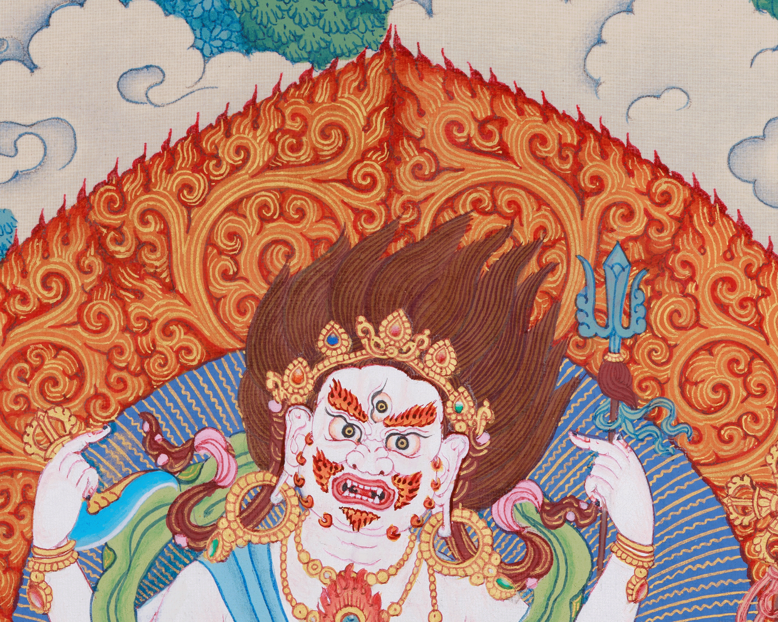 Prosperity Deity White Mahakala Thangka | The Benevolent Protector