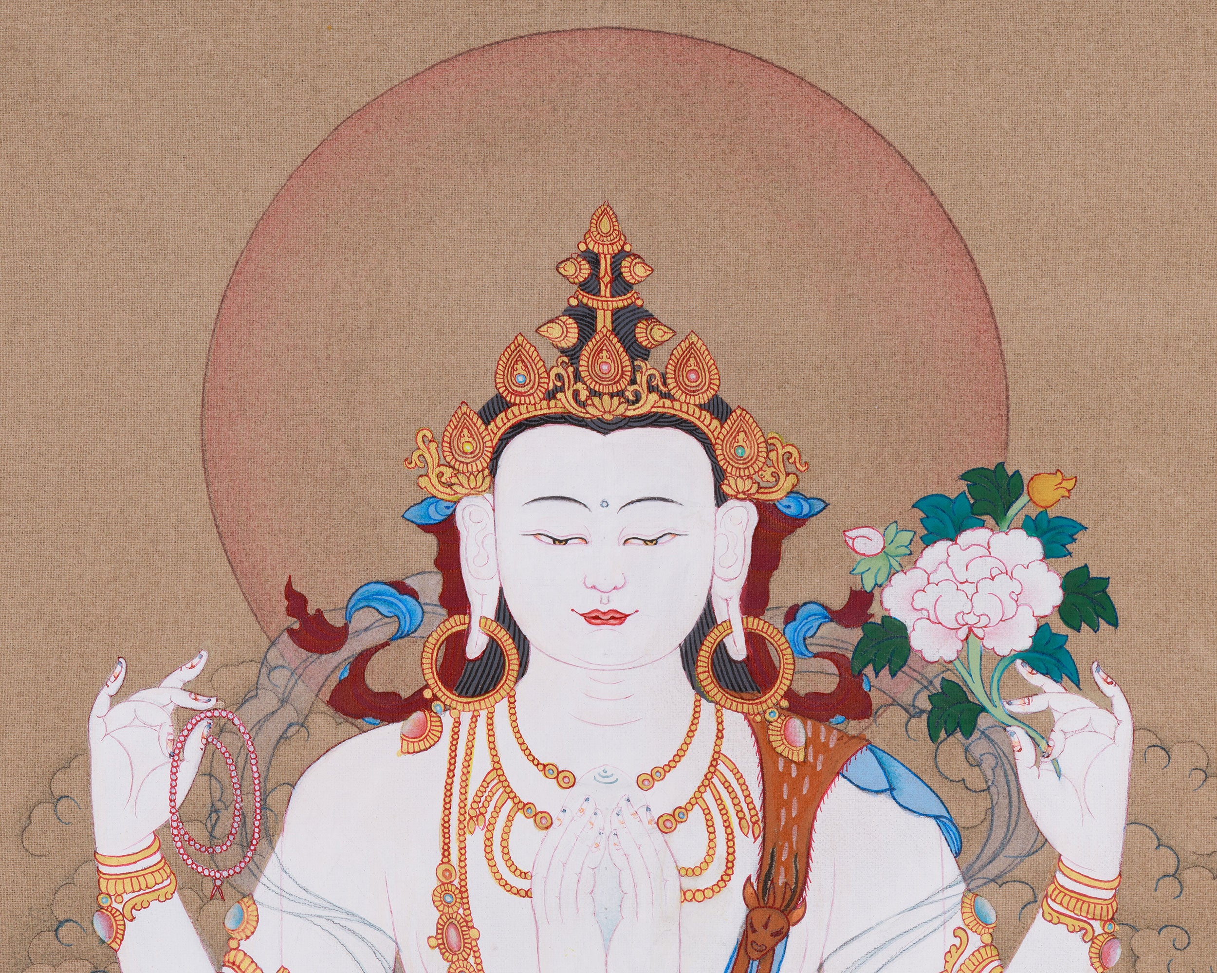 Hand-Painted Bodhisattva Chenrezig Buddha | Compassionate Deity for Healing and Peace
