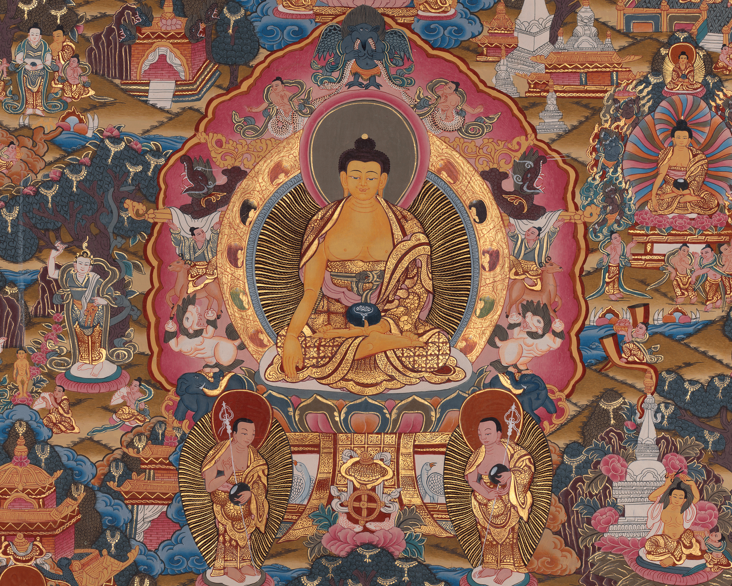 Buddha Life Story Himalayan Artwork | Buddha’s Path from Birth to Enlightenment