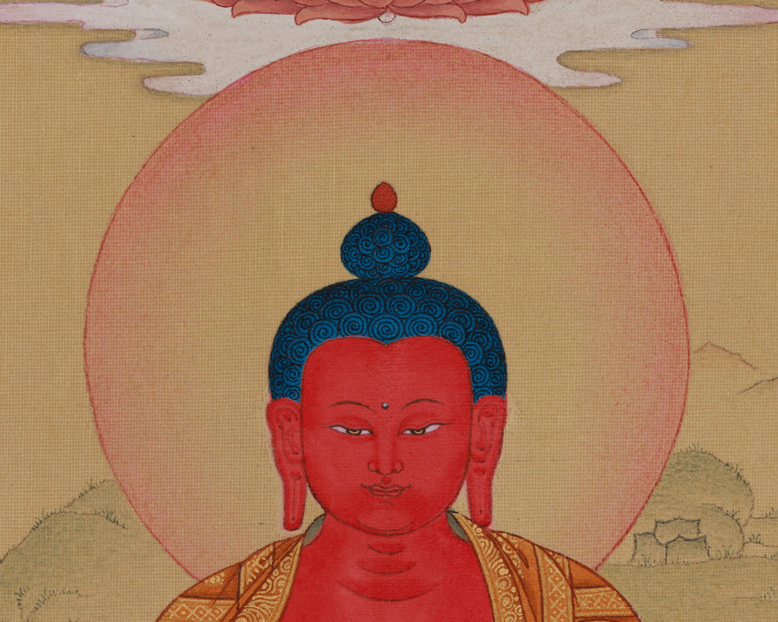 Dhyani Buddha Amitabha with Amitayus | A Sacred Thangka of Infinite Compassion and Longevity