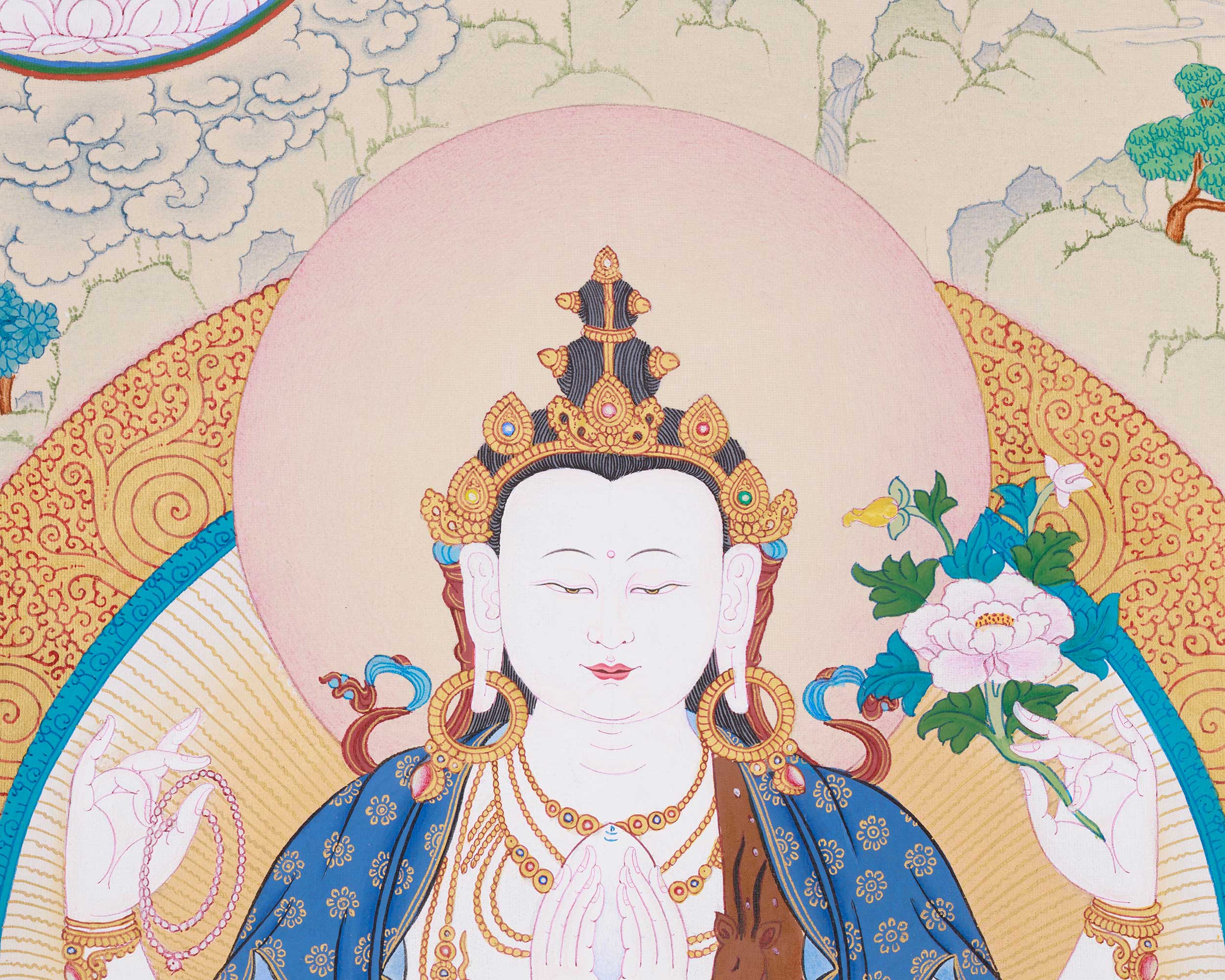 Three Bodhisattvas: Chenrezig, Manjushri, and Vajrapani | The Divine Assembly of Enlightened Virtues