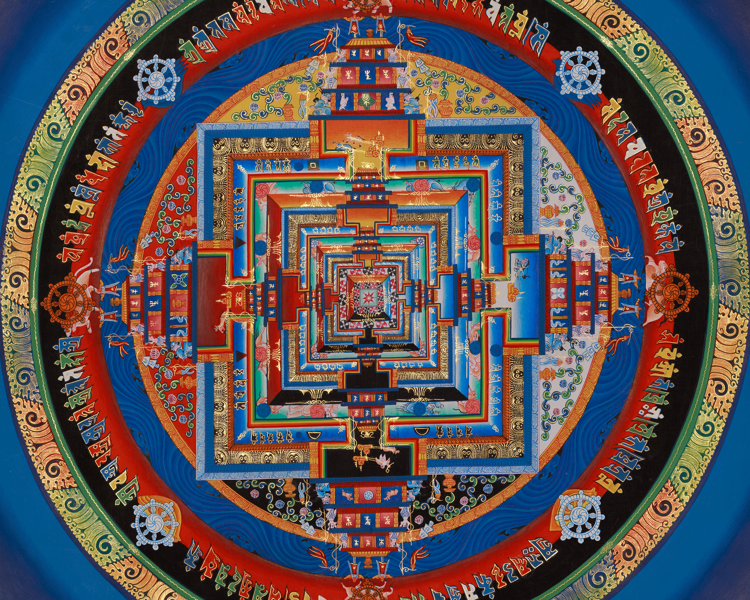 Traditional Art of Kalachakra Mandala | Sacred Wheel of Time Thangka for Meditation