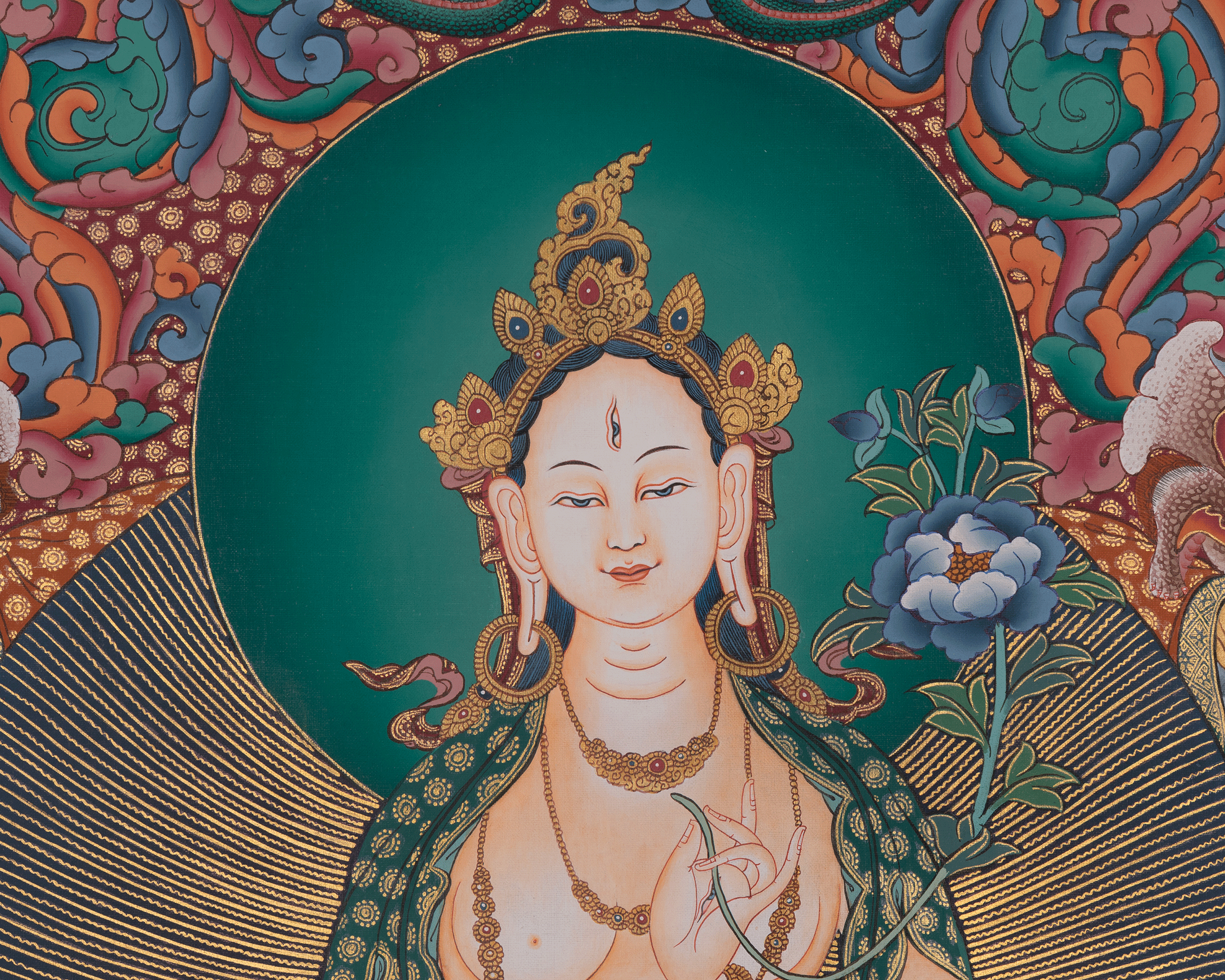 White Tara Buddhist Painting | Sacred Art of Compassion and Longevity