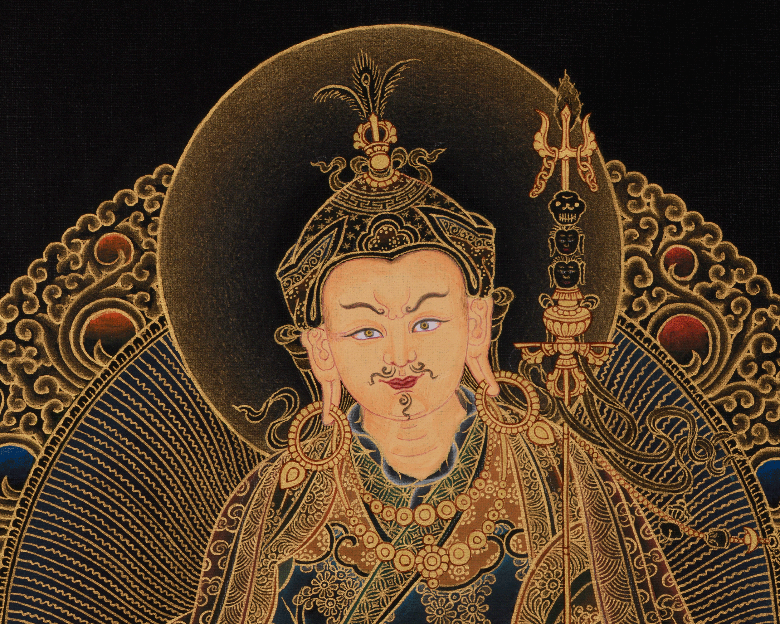 Hand-Painted  Guru Rinpoche Thangka | Embodiment of Wisdom and Compassion