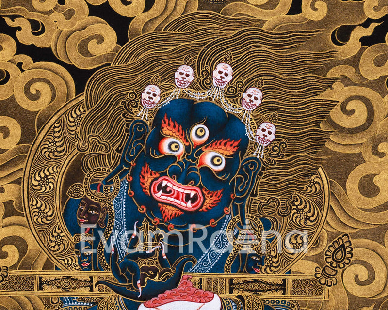 Sakya Mahakala with Retinue, Gold Thangka