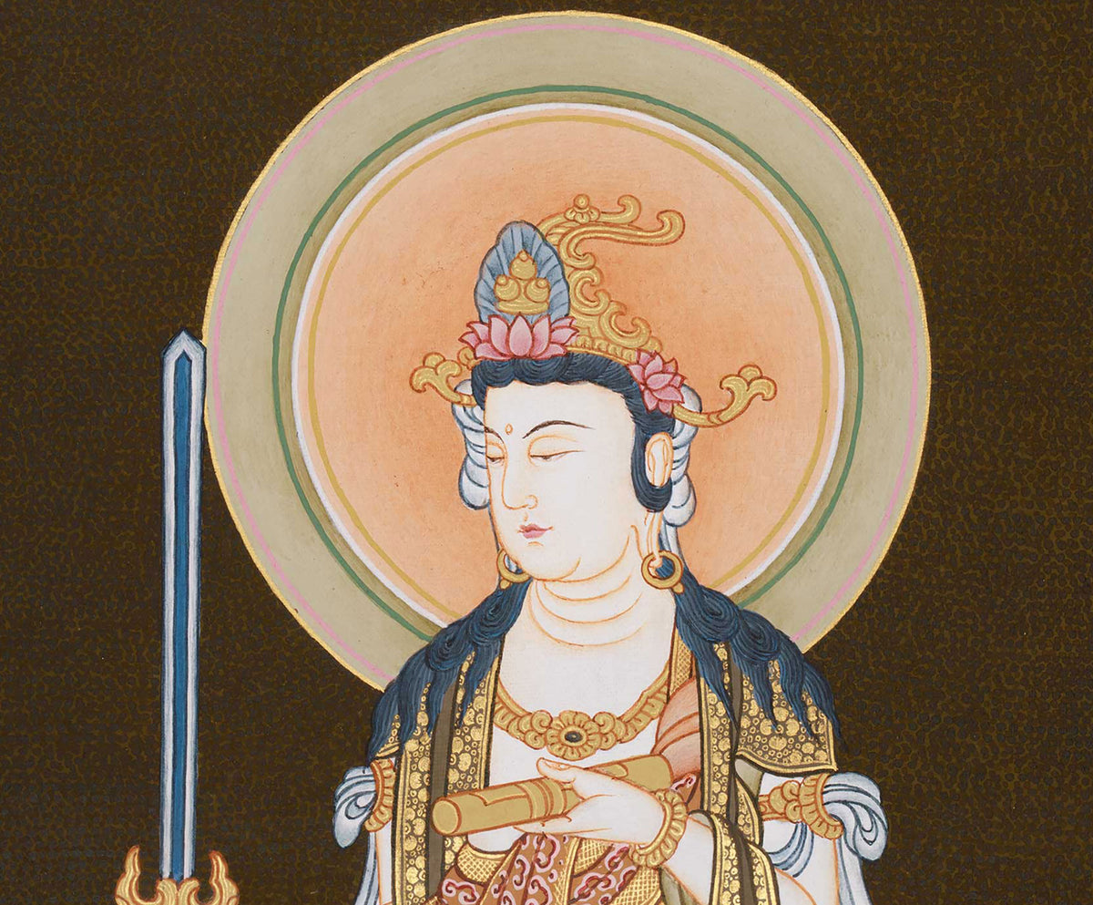Manjushri Wisdom Painting | A Sacred Japanese Style Artwork of the Bodhisattva of Insight