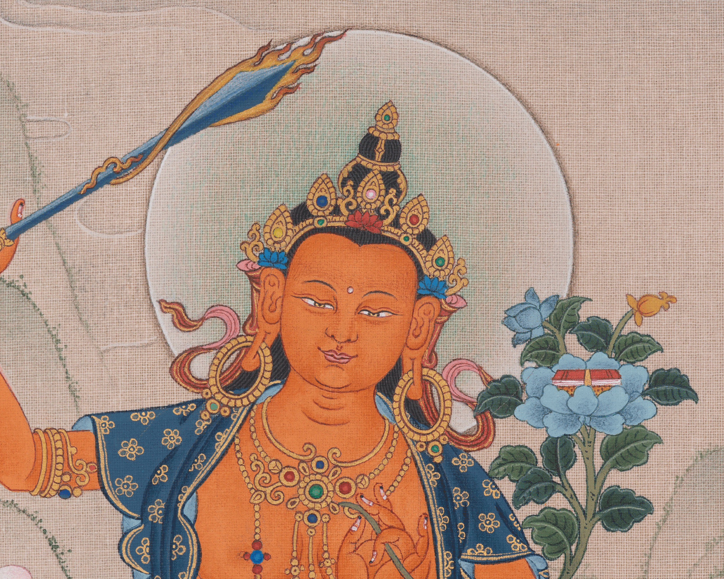 Manjushri Sacred Art | Bodhisattva Deity | Buddhist Thangka