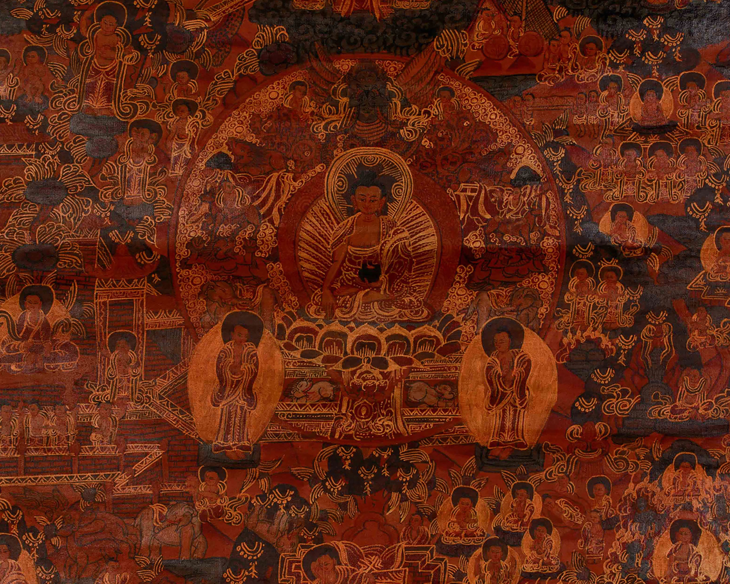 Tibetan Buddha Life Story Thangka | The Path from Royal Life to Enlightenment