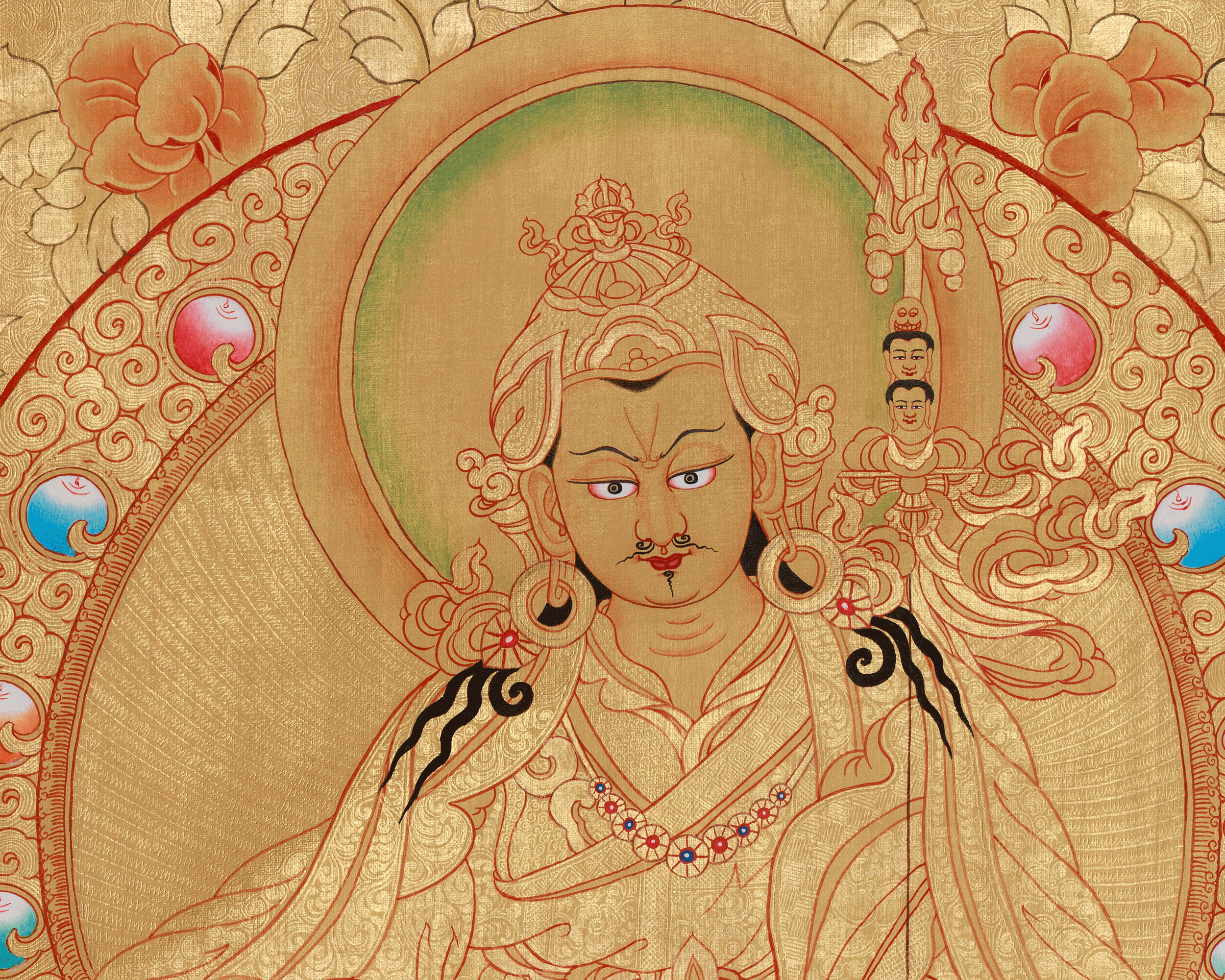 Guru Rinpoche Vajrayana Buddhist Art for Wisdom and Protection | Sacred Padmasambhava Thangka Painting