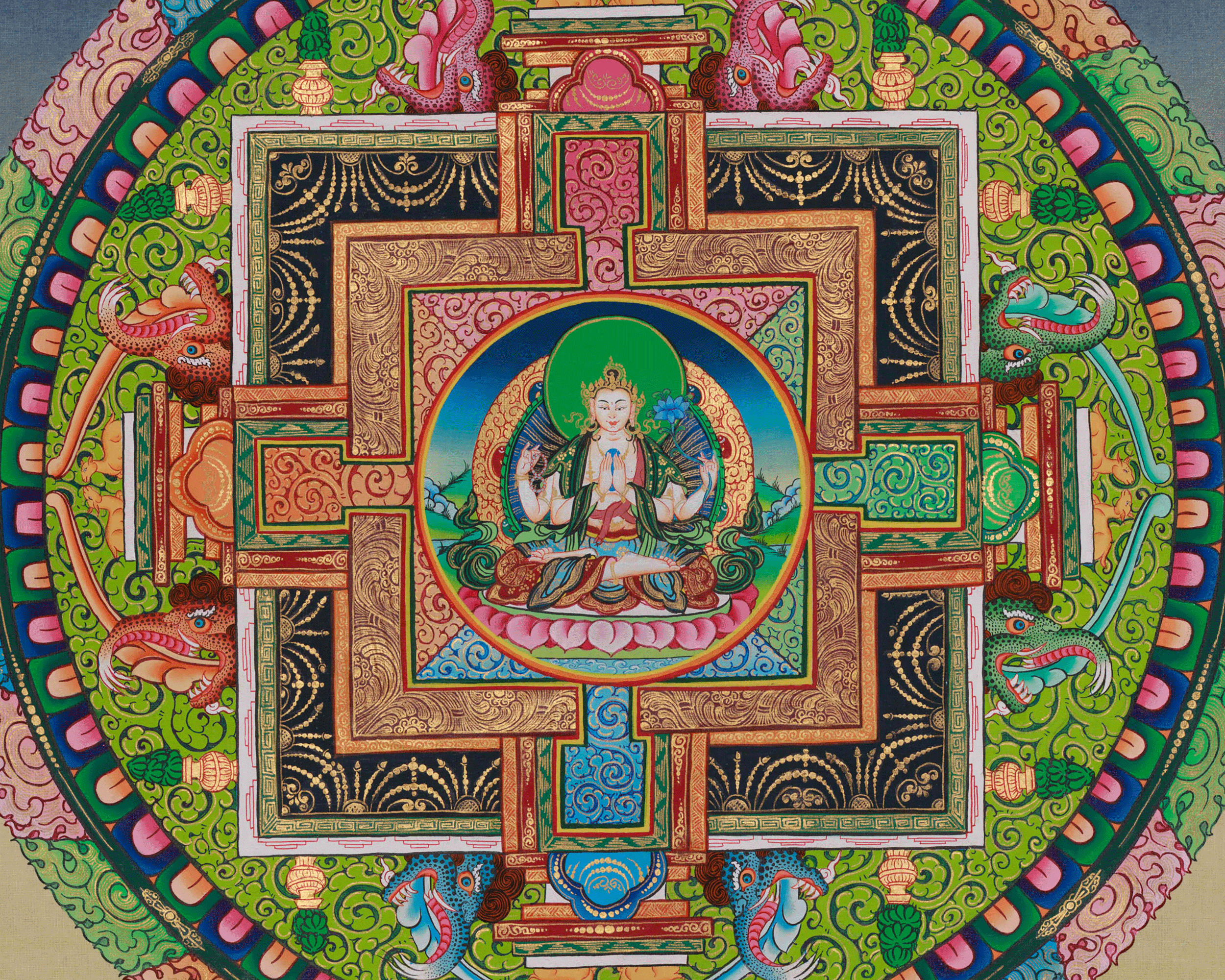 Himalayan Chenrezig Mandala Art | Infinite Compassion and Enlightened Wisdom