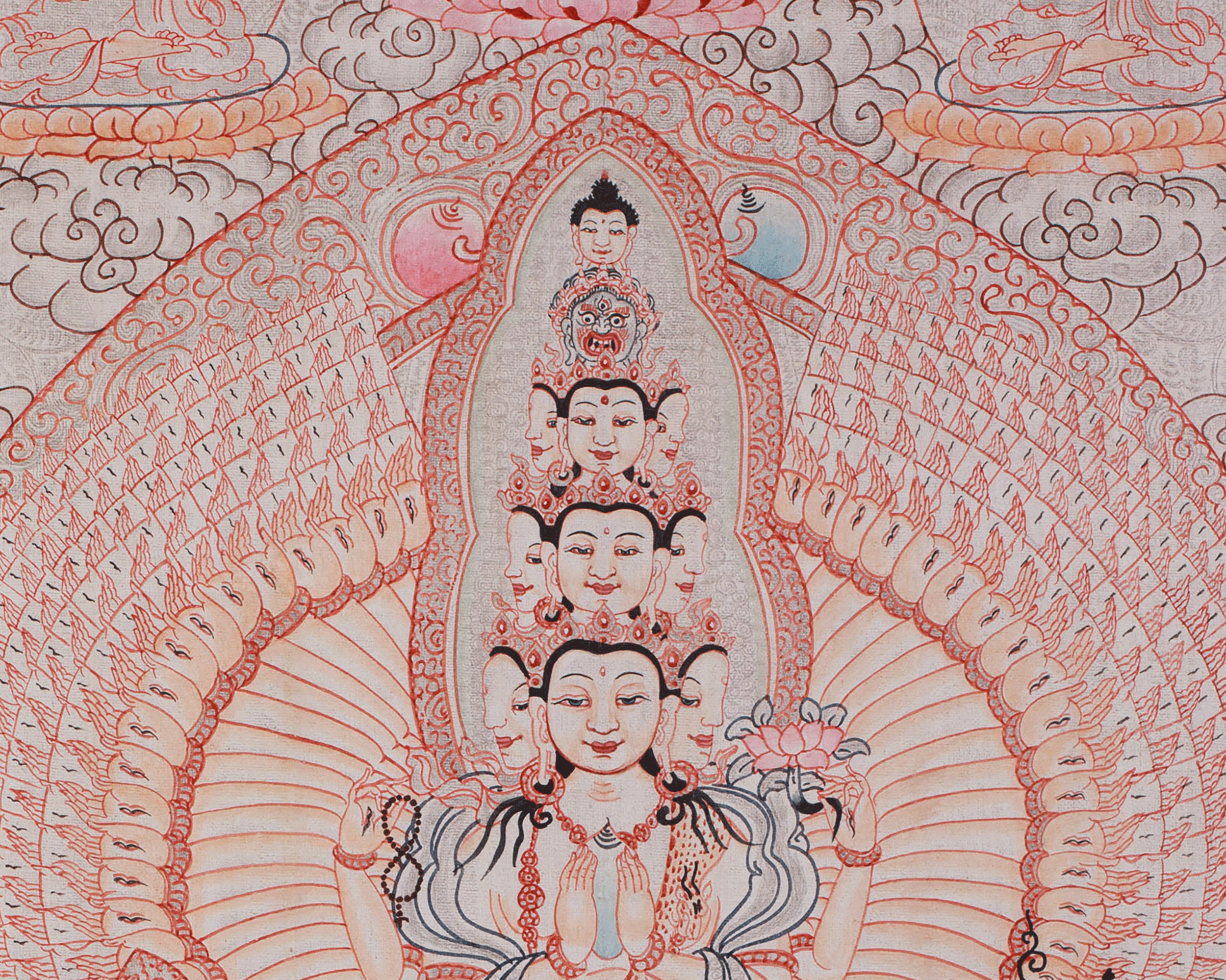 Sacred Art Of 1000 Armed Chenrezig | Avalokiteshvara Thangka | Spiritual Artwork