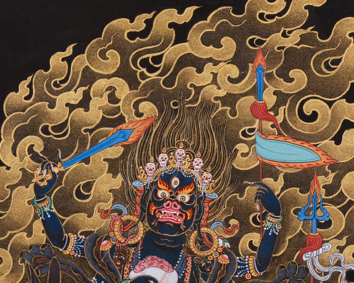 Four-Armed Palden Lhamo Thangka | Fierce Guardian in Nakthang Style