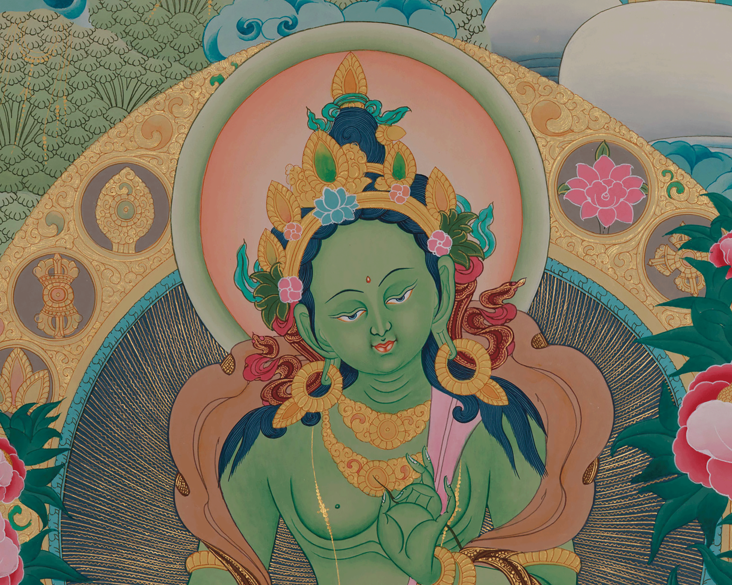 Himalayan Green Tara Art | Divine Compassion | Meditation Altar
