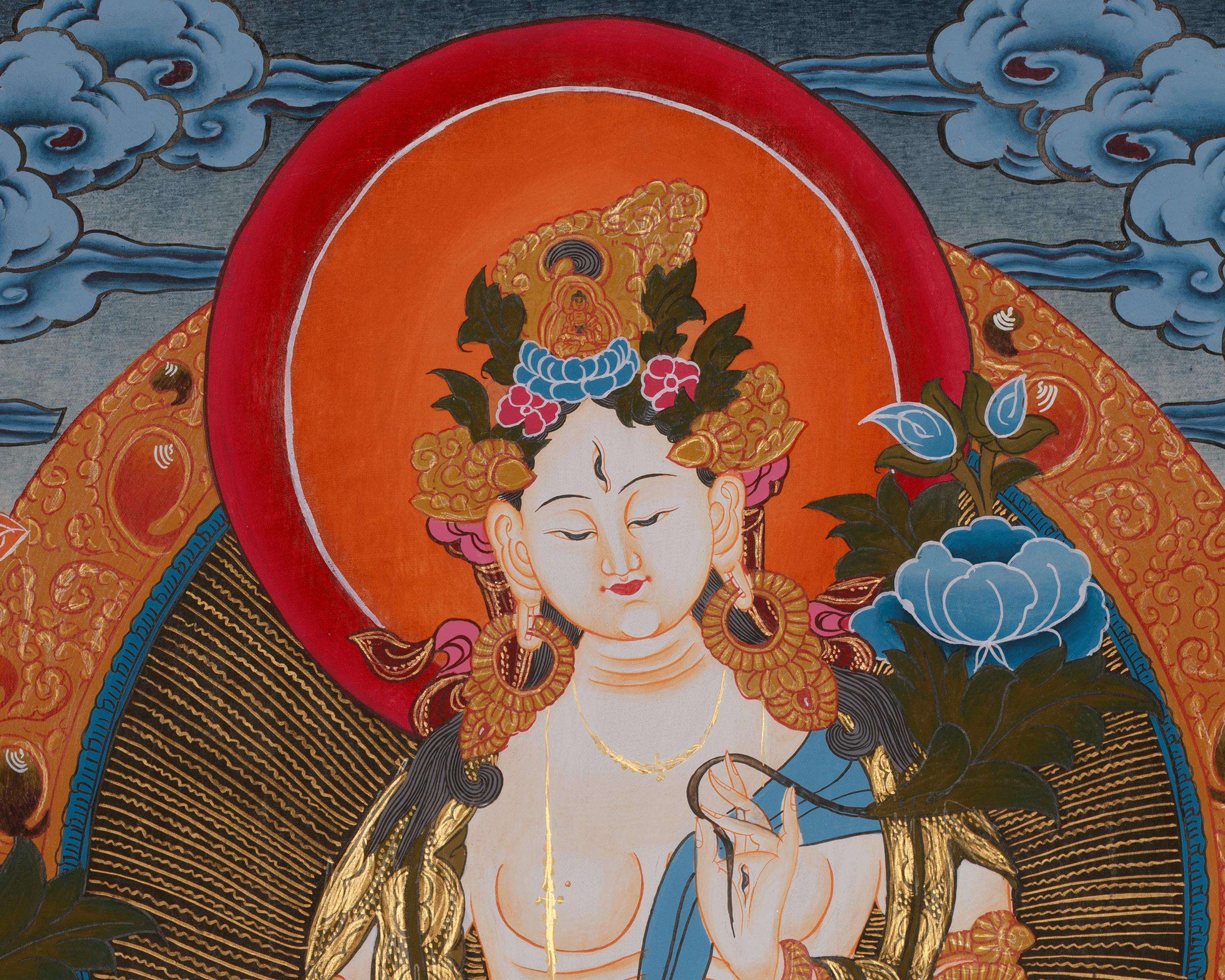 Himalayan White Tara Thangka | Sacred Buddhist Longevity Artwork