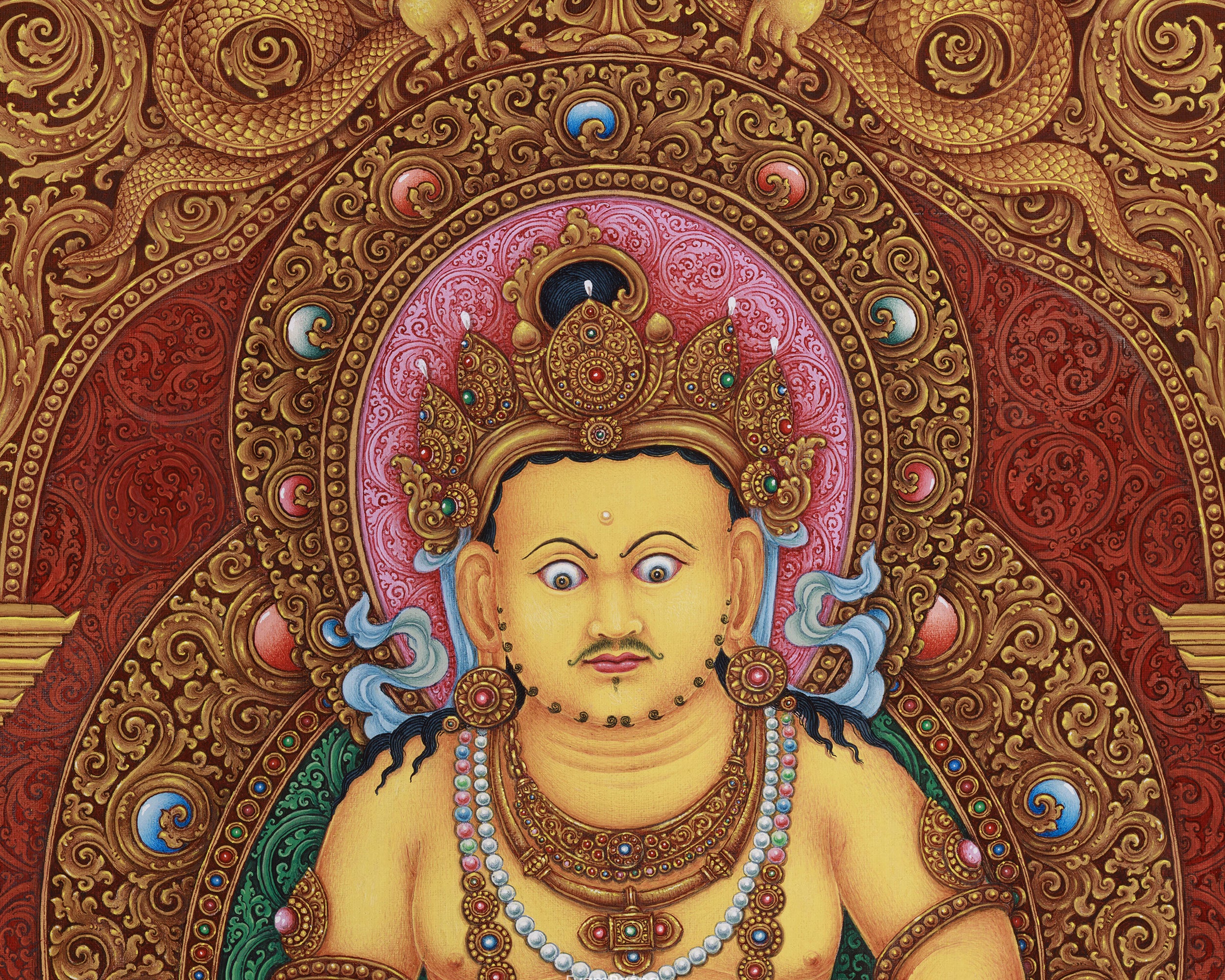 Dzambhala, Deity of Prosperity and Fortune | Radiant Paubha Art for Abundance
