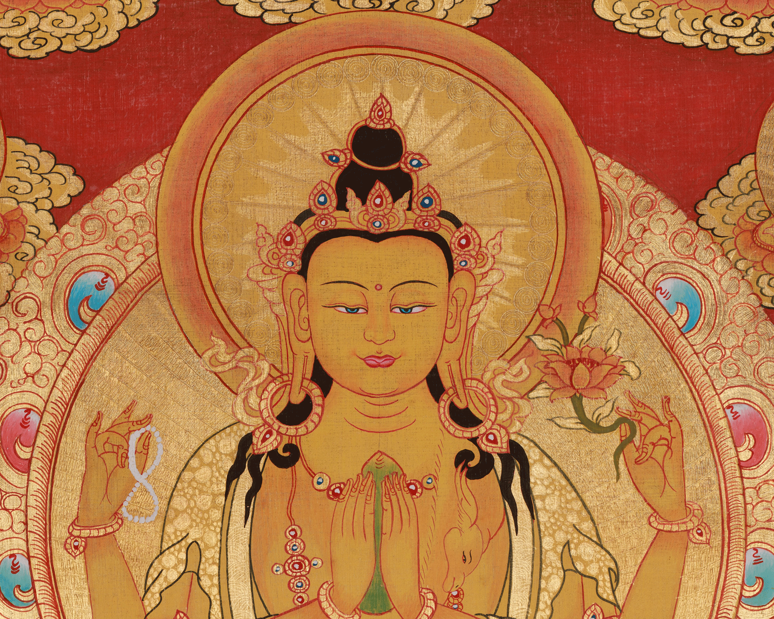Chenrezig Sacred Buddhist Thangka | Avalokiteshvara Compassion Art