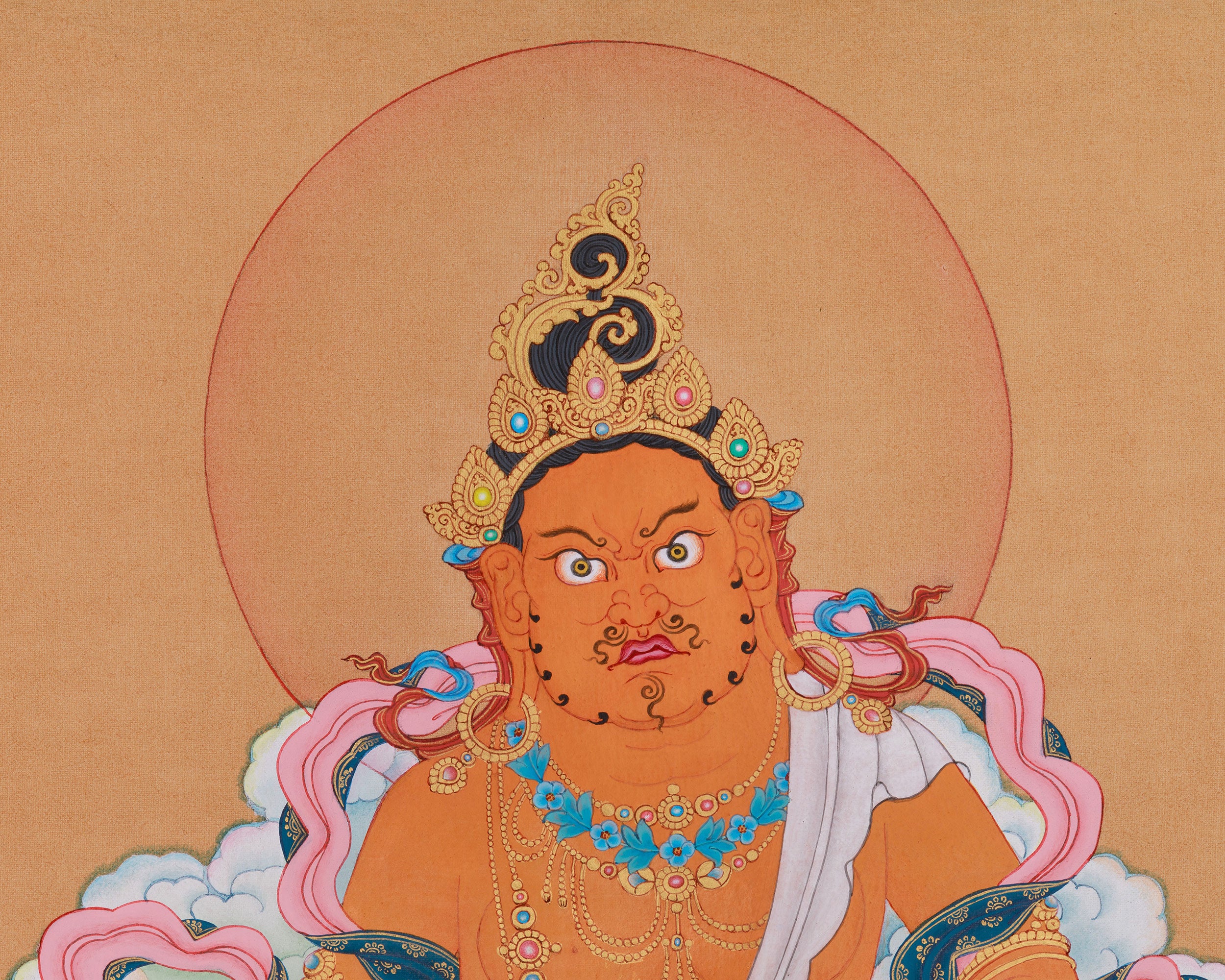 24 Inch Dzambhala Thangka | Buddhist God of Fortune and Protection