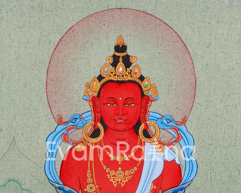 Amitayus Buddha of Infinite Light | Small Thangka Art for Meditation