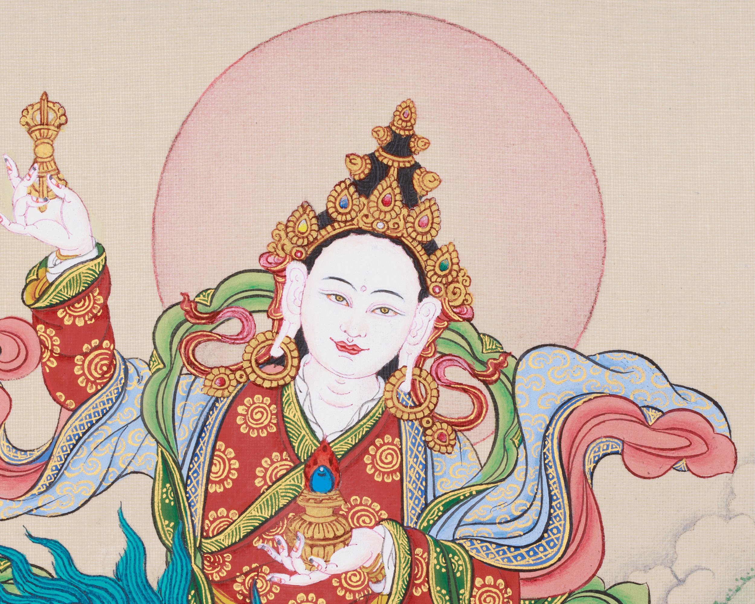 Original Hand-Painted Tsheringma, Longevity Goddess Thangka | Protector of Life