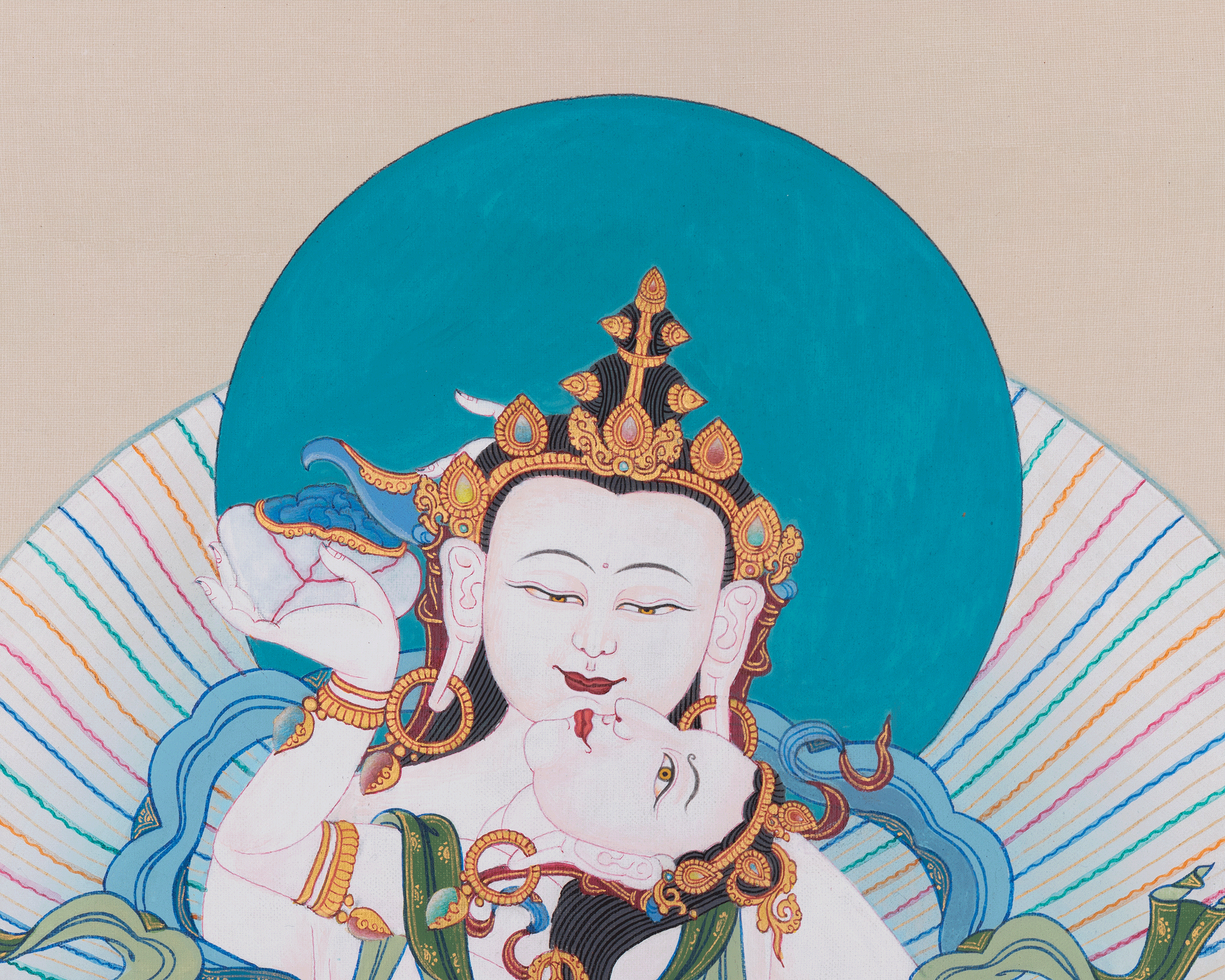 Traditional Thangka of Vajrasattva Consort (Yab-Yum) | The Divine Union of Wisdom and Compassion