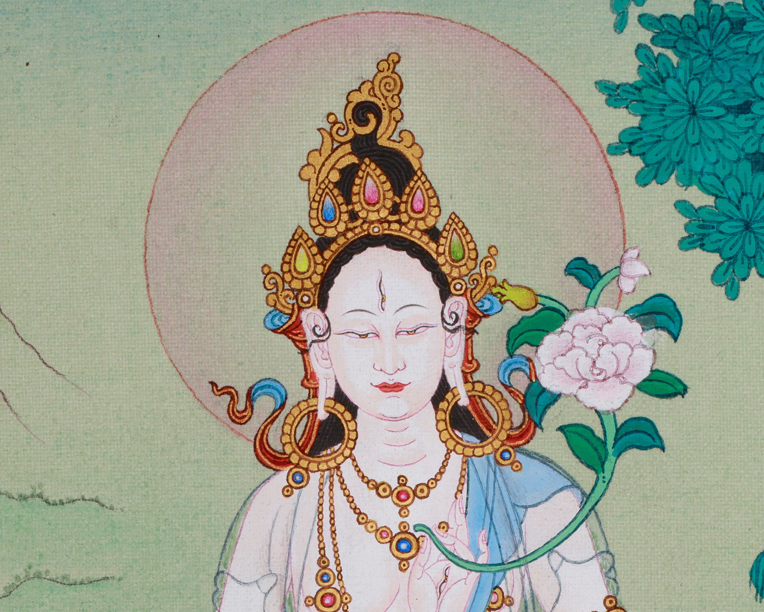 White Tara Healing Thangka | Seven-Eyed Tara | Sita Tara | Vajrayana Deity