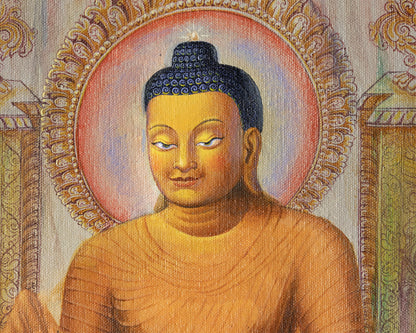 Graceful Shakyamuni Buddha Standing Thangka Print | Traditional Artwork for Decor