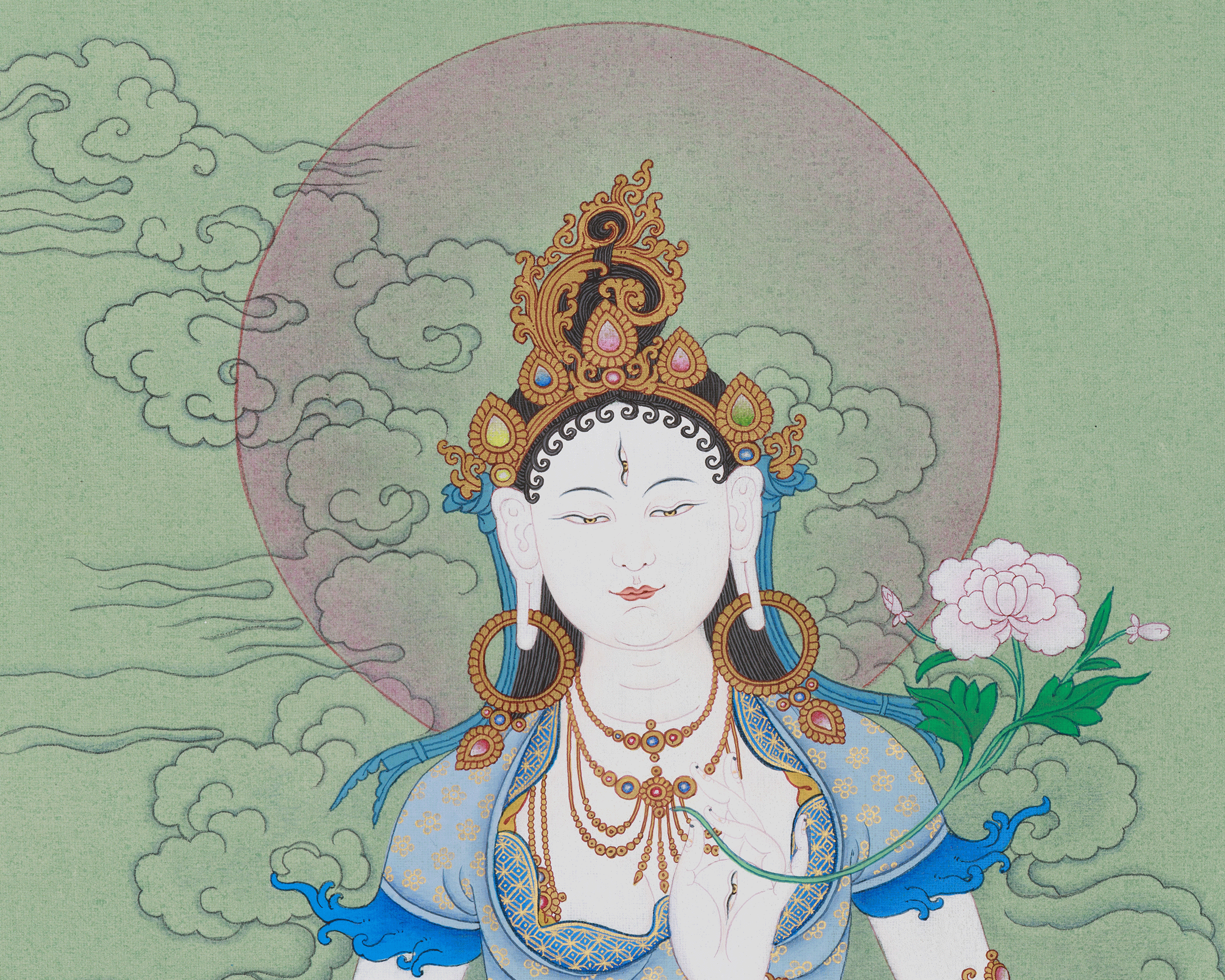 White Tara Bodhisattva of Longevity Thangka | A Symbol of Healing and Spiritual Well-being