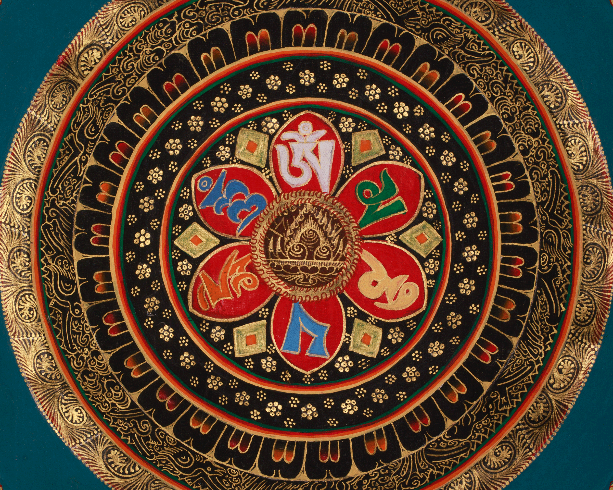 Healing Mantra Mandala Thangka | Spiritual Visualization | Sacred Buddhist Artwork