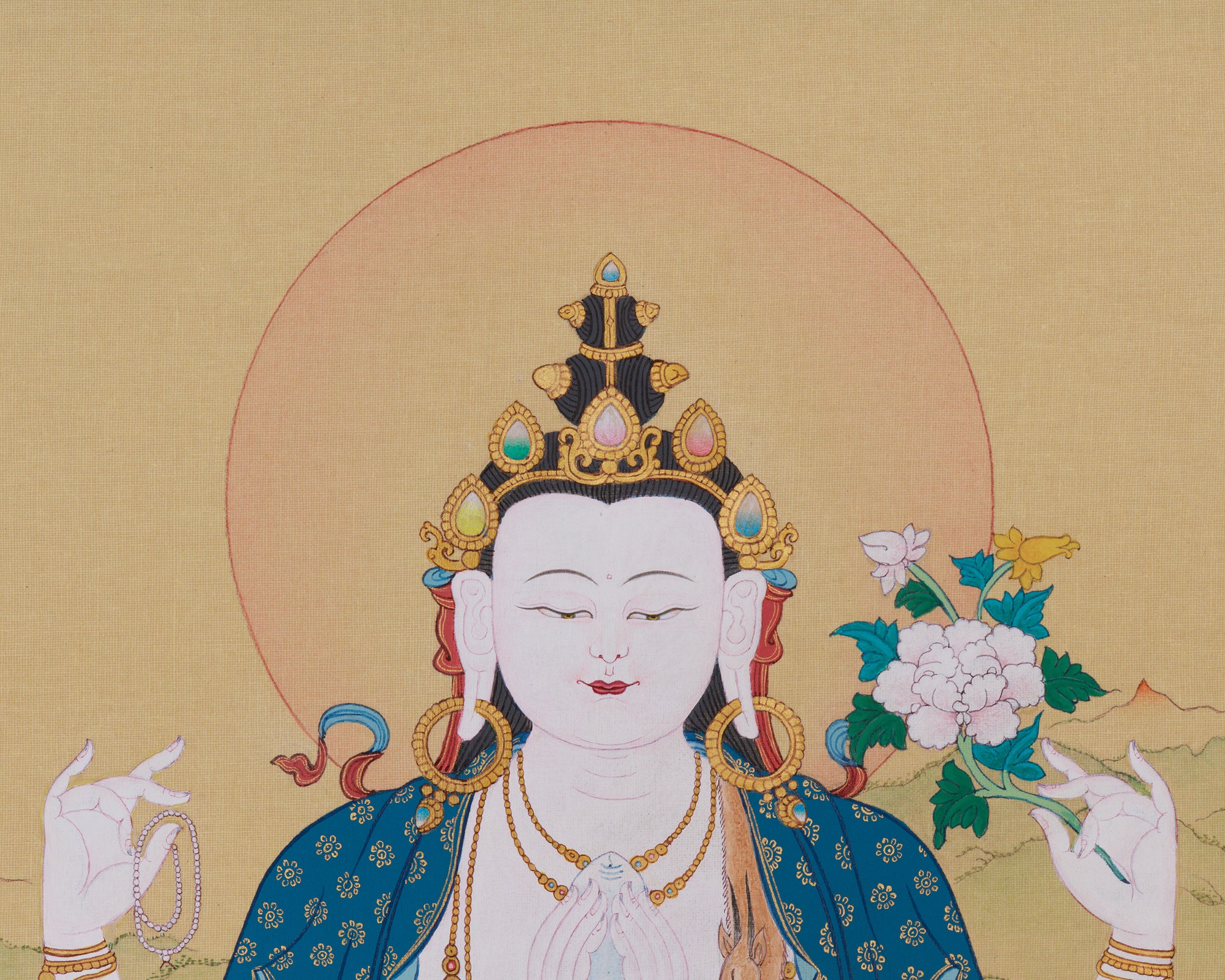 Bodhisattva of Compassion, Chenrezig Thangka | 4-Arms Avalokiteshvara