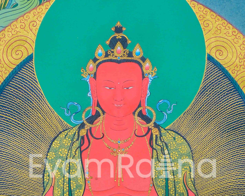 Amitayus Buddha Thangka | Traditional Art for Mindfulness | Meditation Aid