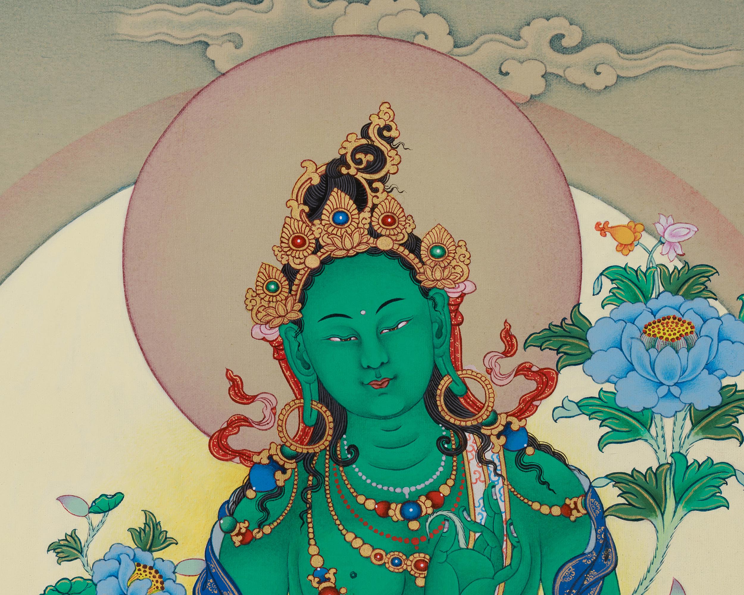 Jetsun Drolma (Green Tara) Thangka Print | High-Quality Giclée Canvas Art