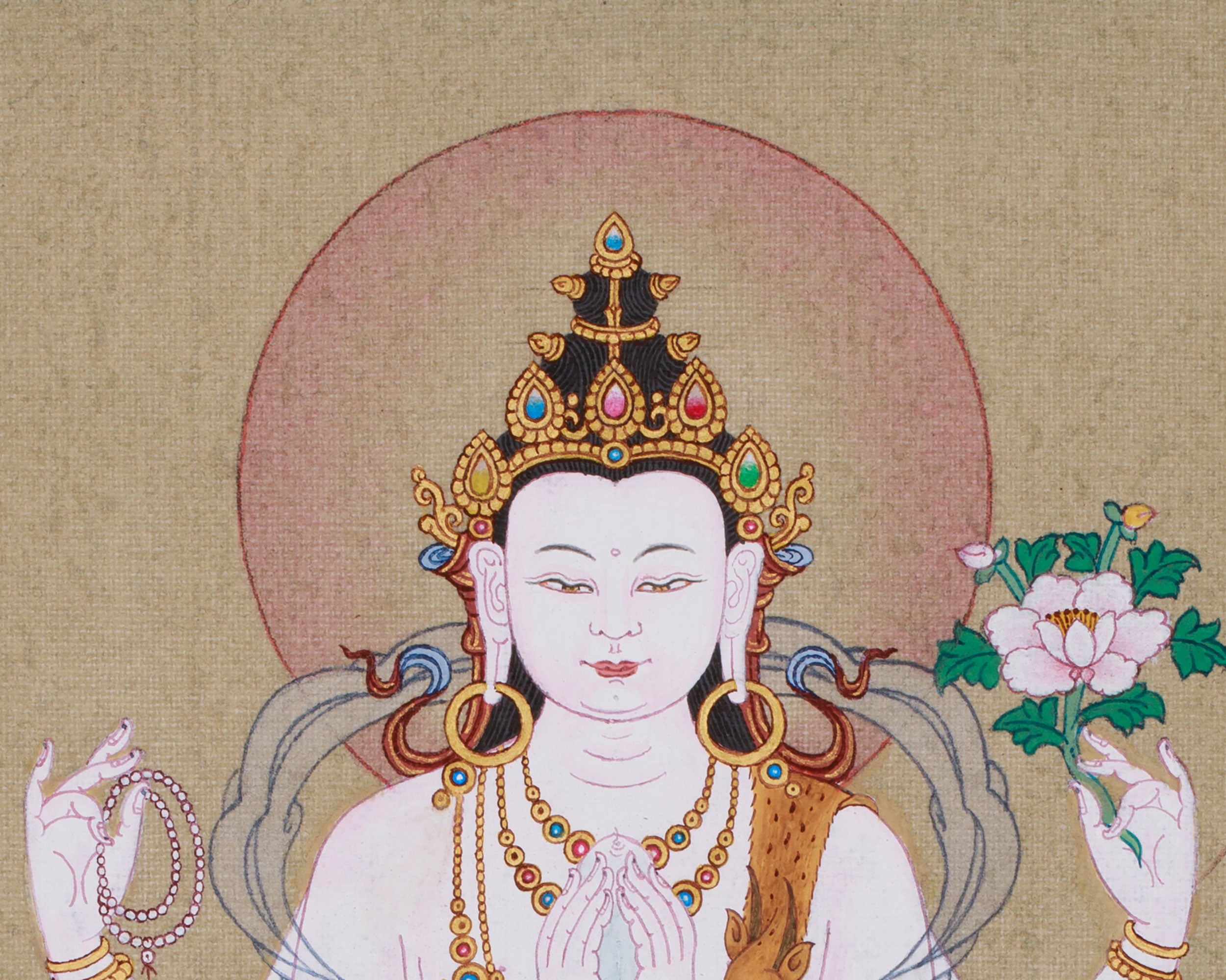 Four Armed Chenrezig Thangka | Avalokiteshvara’s Boundless Compassion