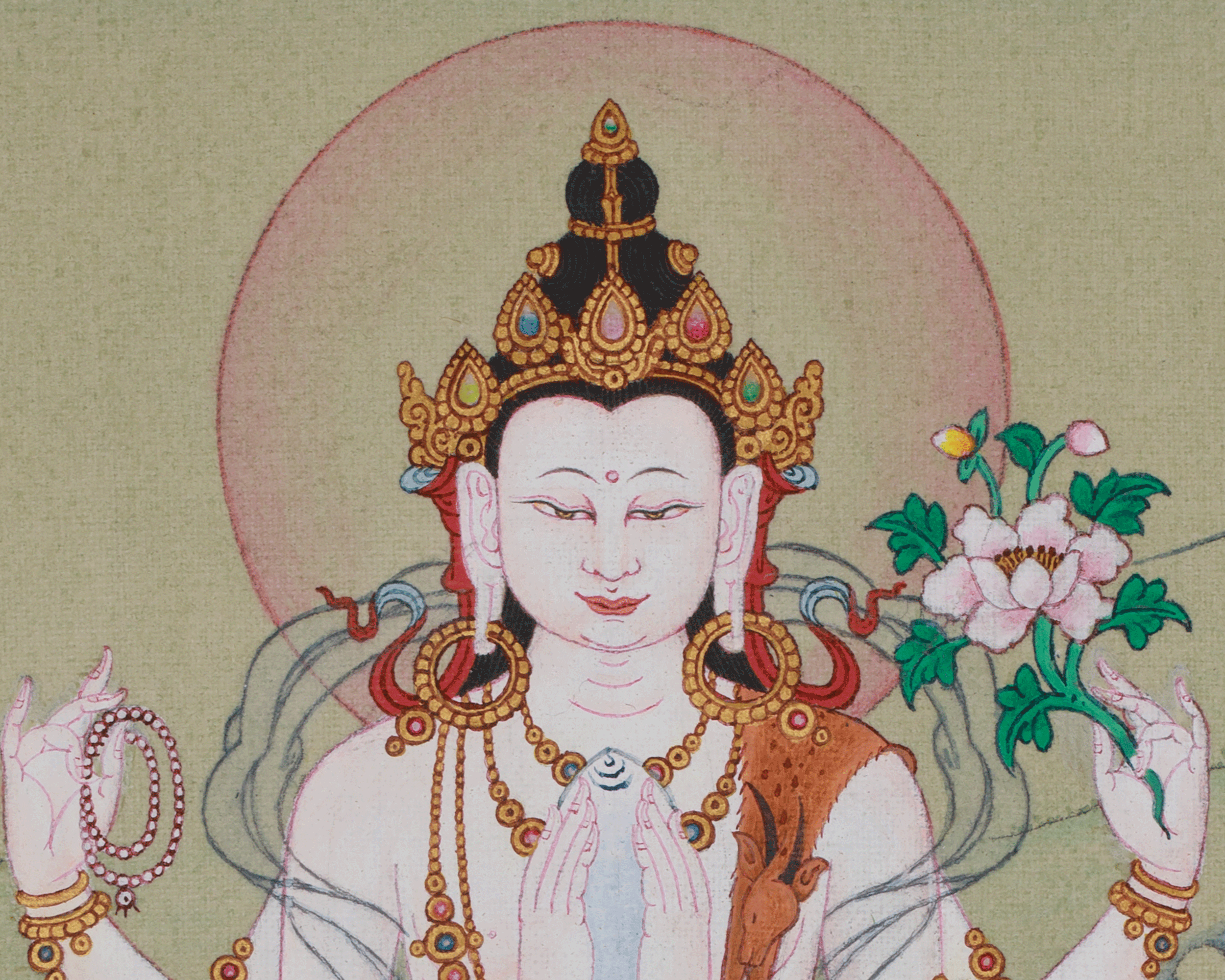 Chenrezig Devotional Thangka | Compassion Deity | Avalokiteśvara Artwork