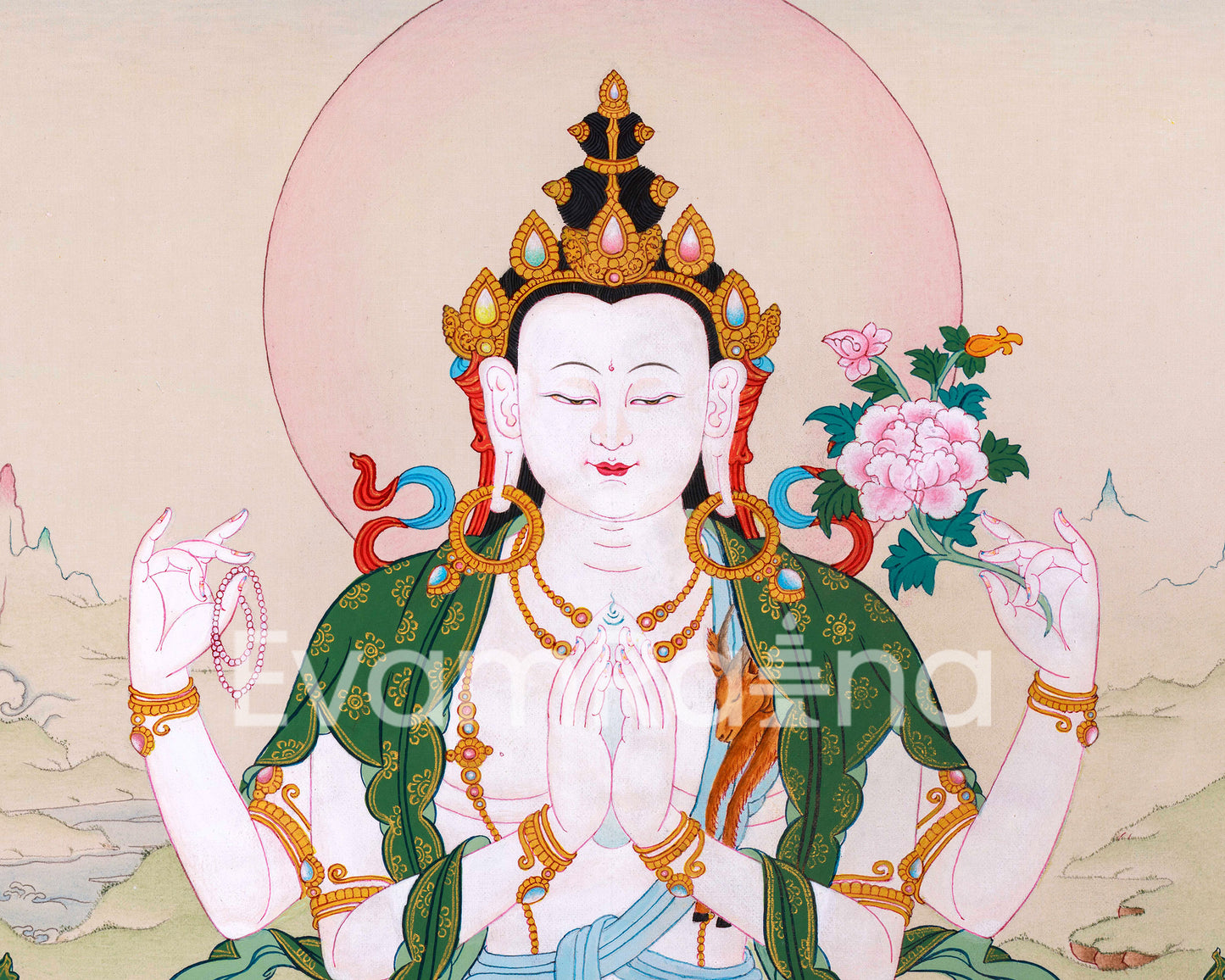 Bodhisattva Chenresig Thangka | Handpainted Buddhist Art