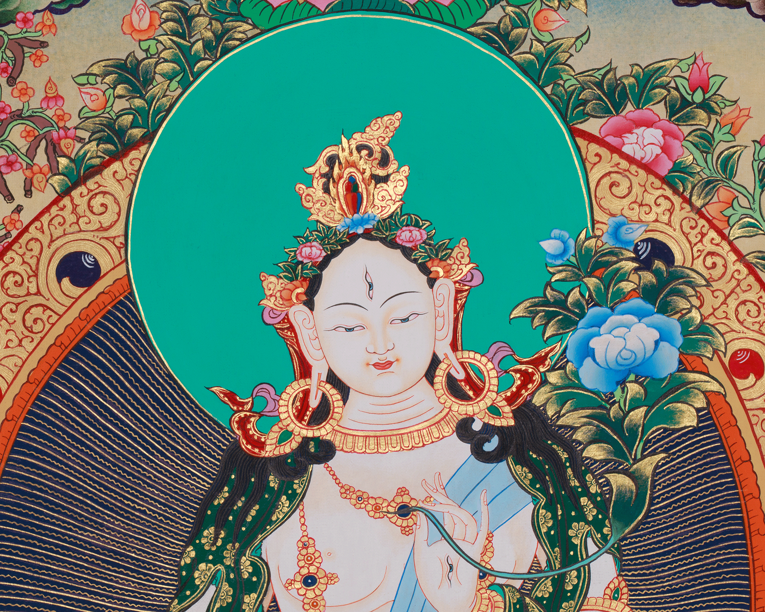 Sita Tara Healing Deity Thangka | A Revered Female Buddha | Seven-Eyed Goddess