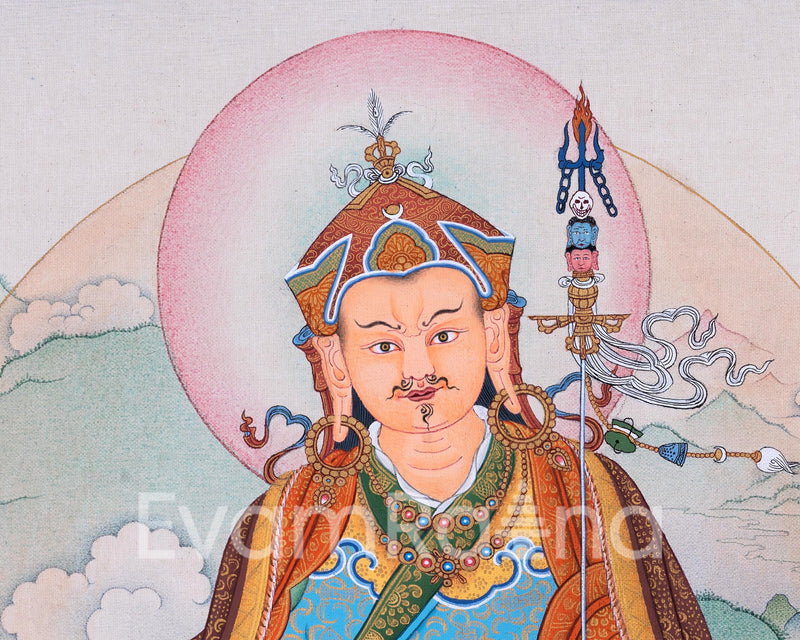 Guru Rinpoche Thangka with Mandarva and Yeshe Tsogyal | Amitabha Buddha