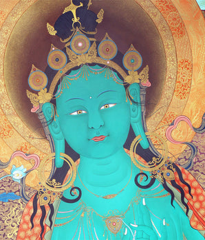 Green Tara Thangka, Tibetan Tara, Quality Canvas Print
