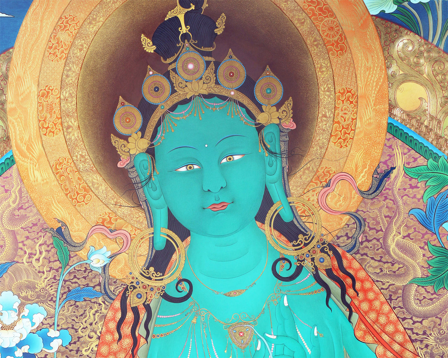 Green Tara Thangka, Tibetan Tara, Quality Canvas Print