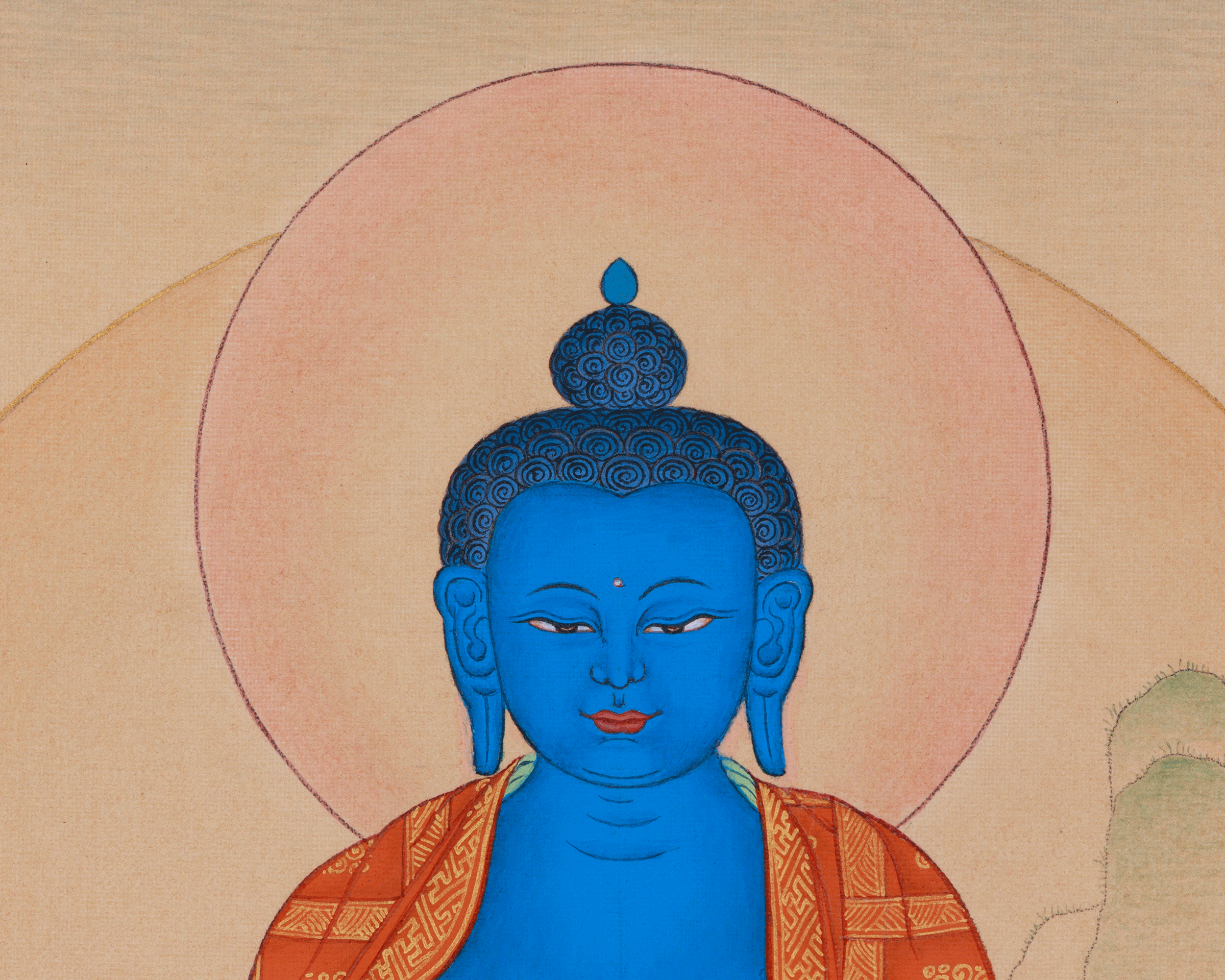 33cm Blue Healing Buddha, Bhaisajyaguru Thangka | Supreme Healer