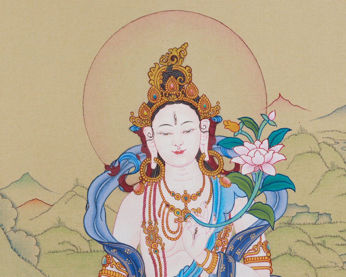 Himalayan Art Of White Tara | The Radiance of Divine Wisdom| Spiritual altar