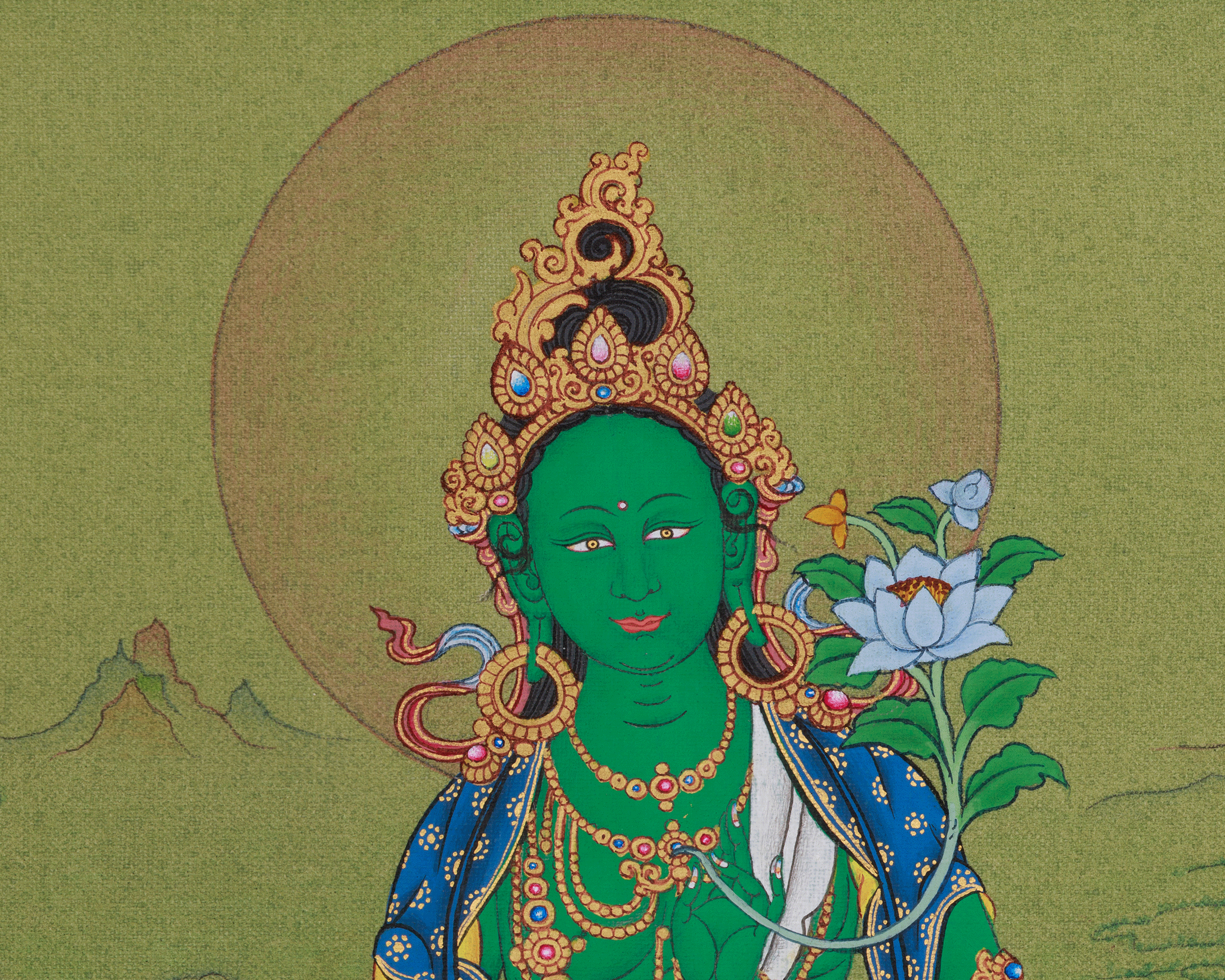 Himalayan Thangka of Shyama Tara | Mother of All Buddha Green Tara